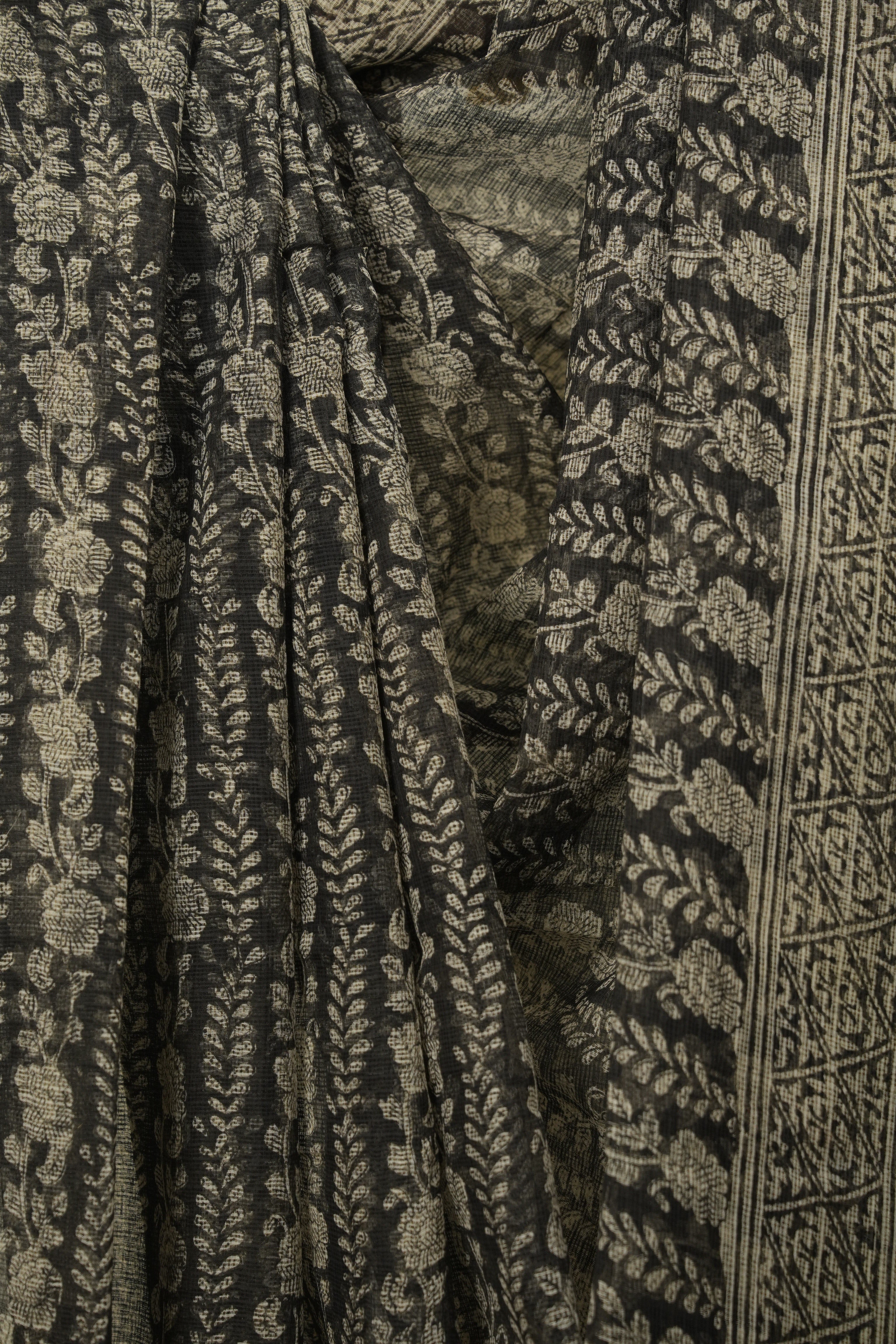 Black Kota Doria Saree - SRBKDS303