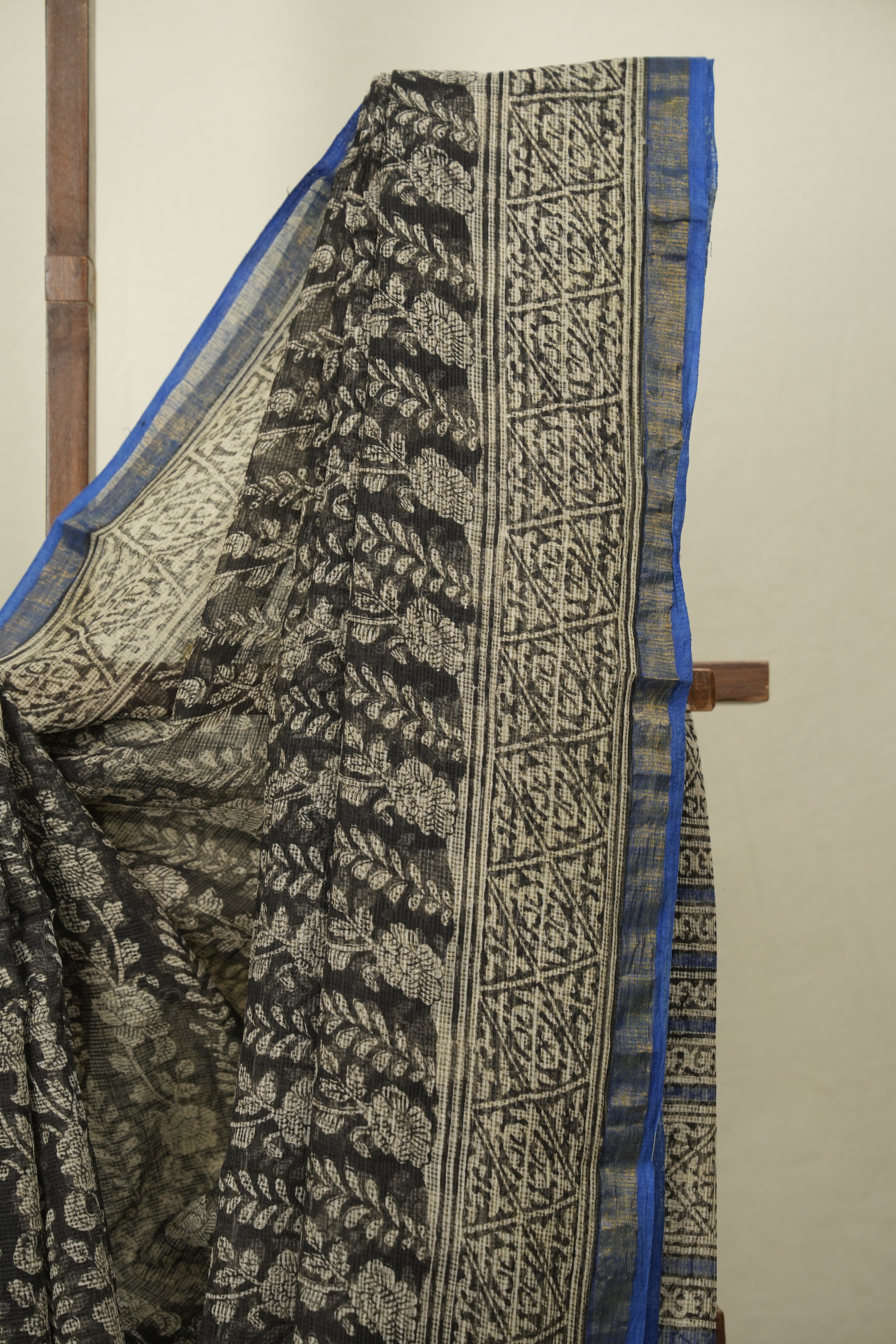 Black Kota Doria Saree - SRBKDS303