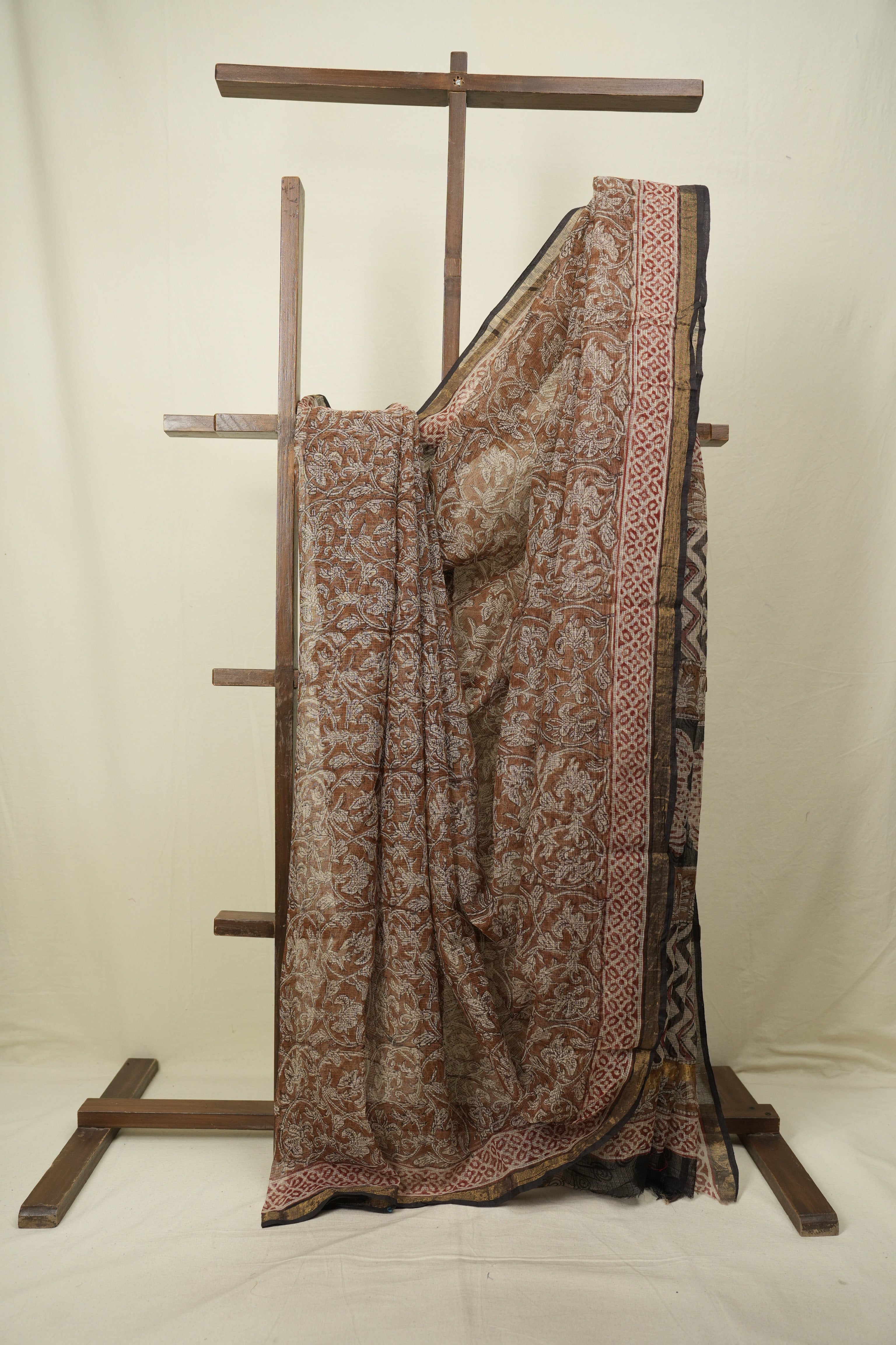 Brown Kota Doria Saree - SRBKDS304