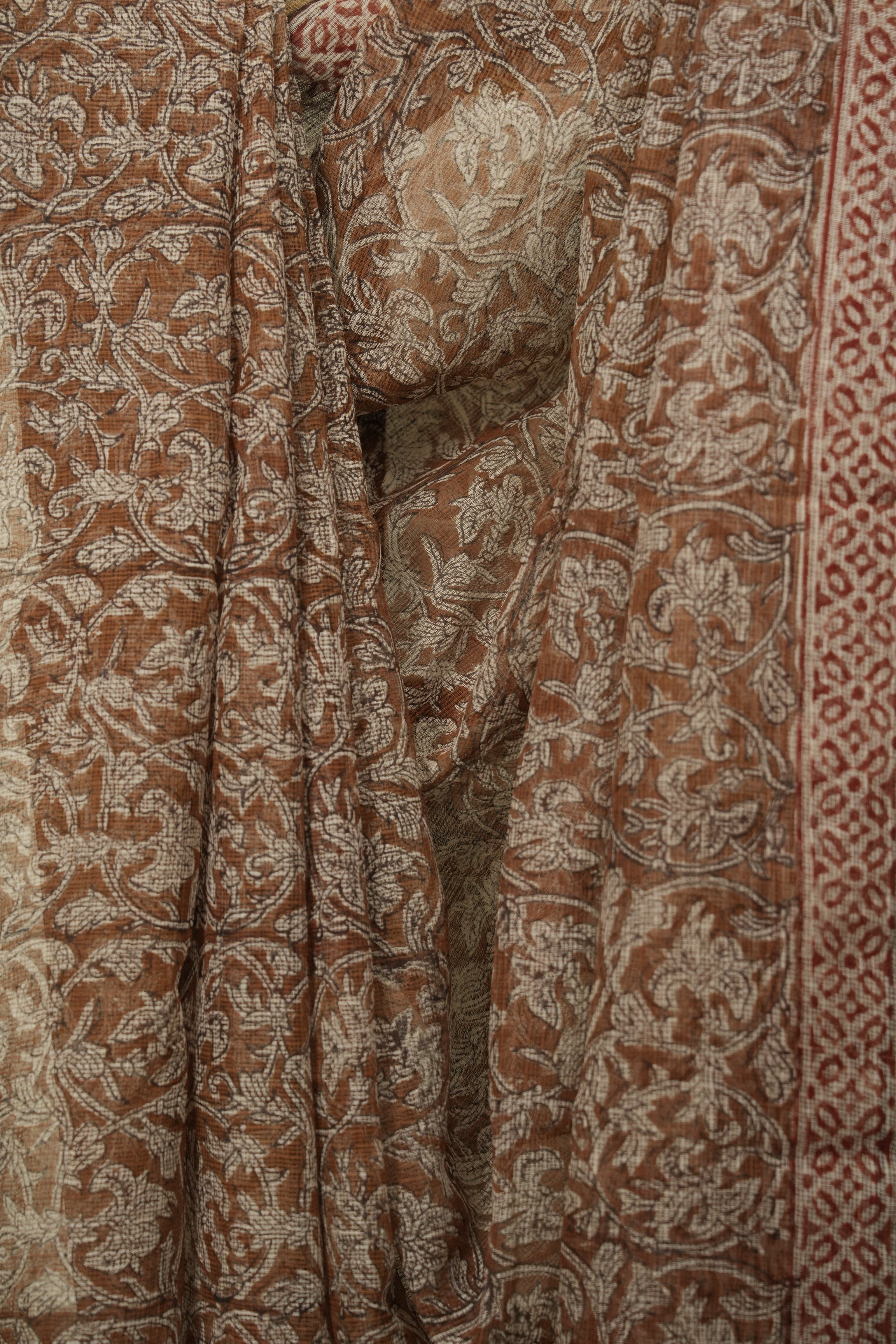 Brown Kota Doria Saree - SRBKDS304