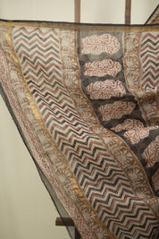Brown Kota Doria Saree - SRBKDS304