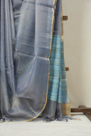 Aqua Blue Tissue Tussar Silk Saree - SRABTTSS477