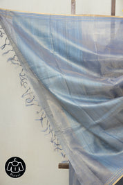 Aqua Blue Tissue Tussar Silk Saree - SRABTTSS477
