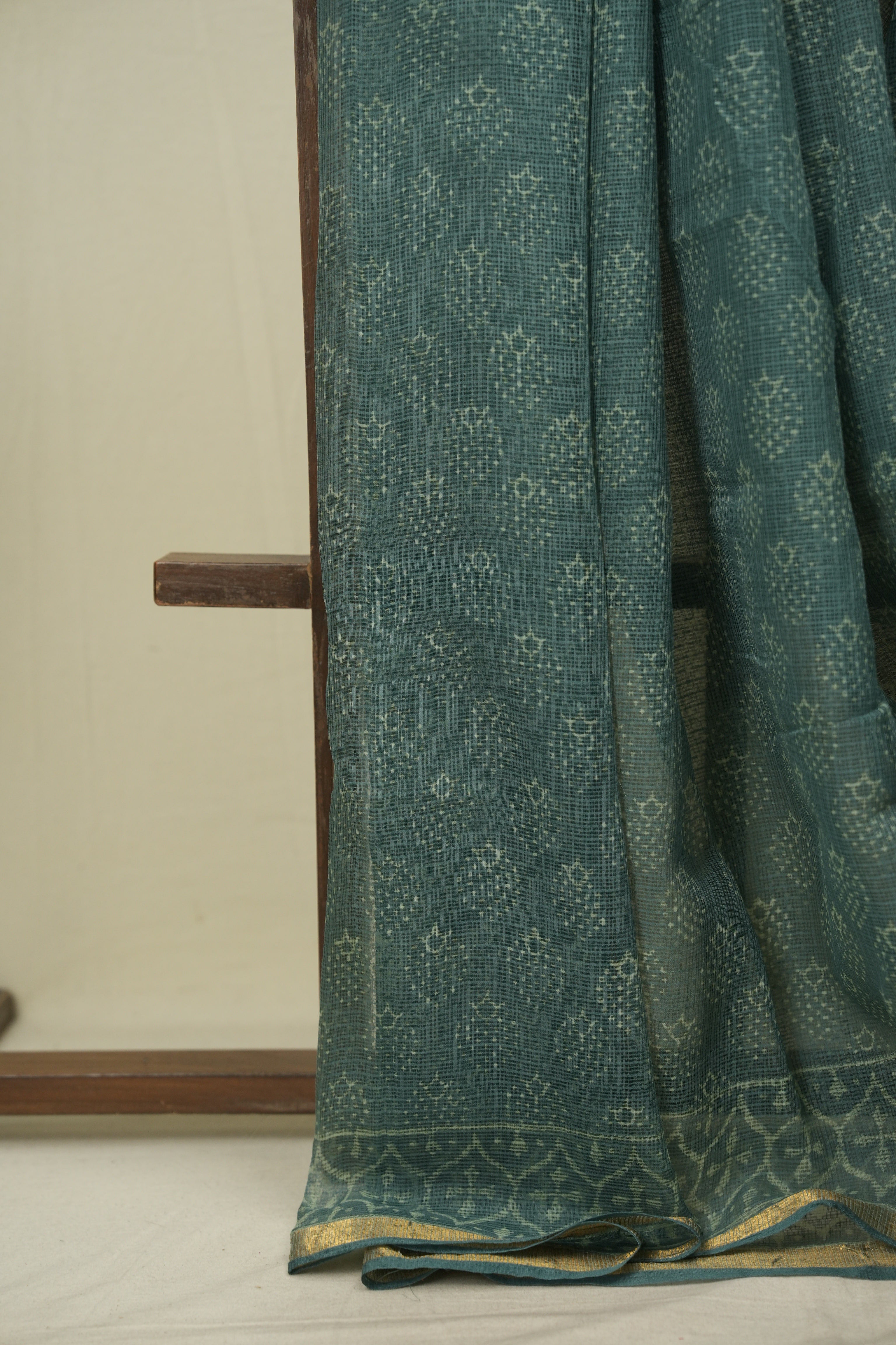 Green Kota Doria Saree - SRGKDS292