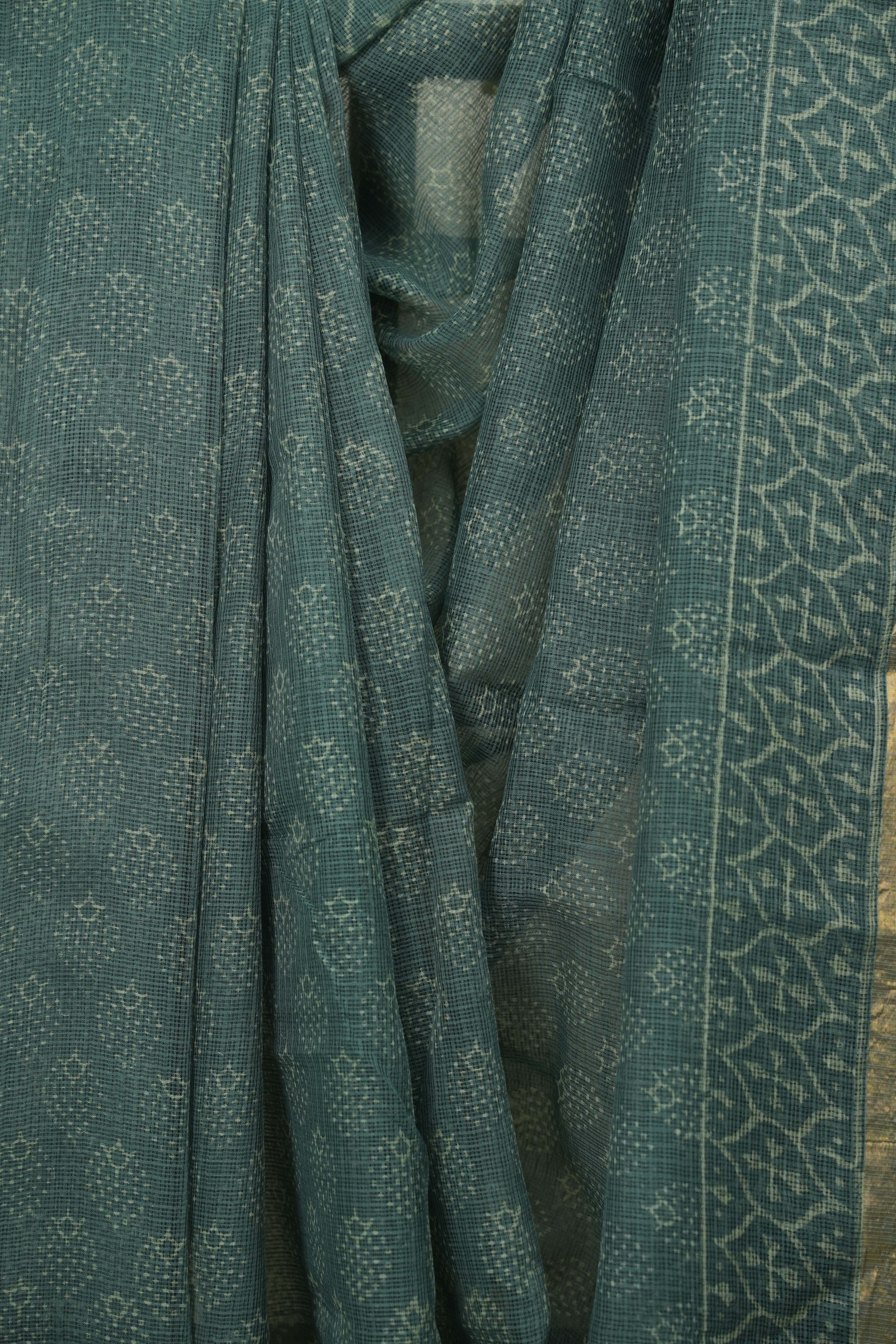 Green Kota Doria Saree - SRGKDS292
