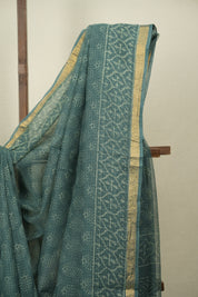 Green Kota Doria Saree - SRGKDS292