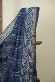 Indigo Kota Doria Saree - SRIKDS293