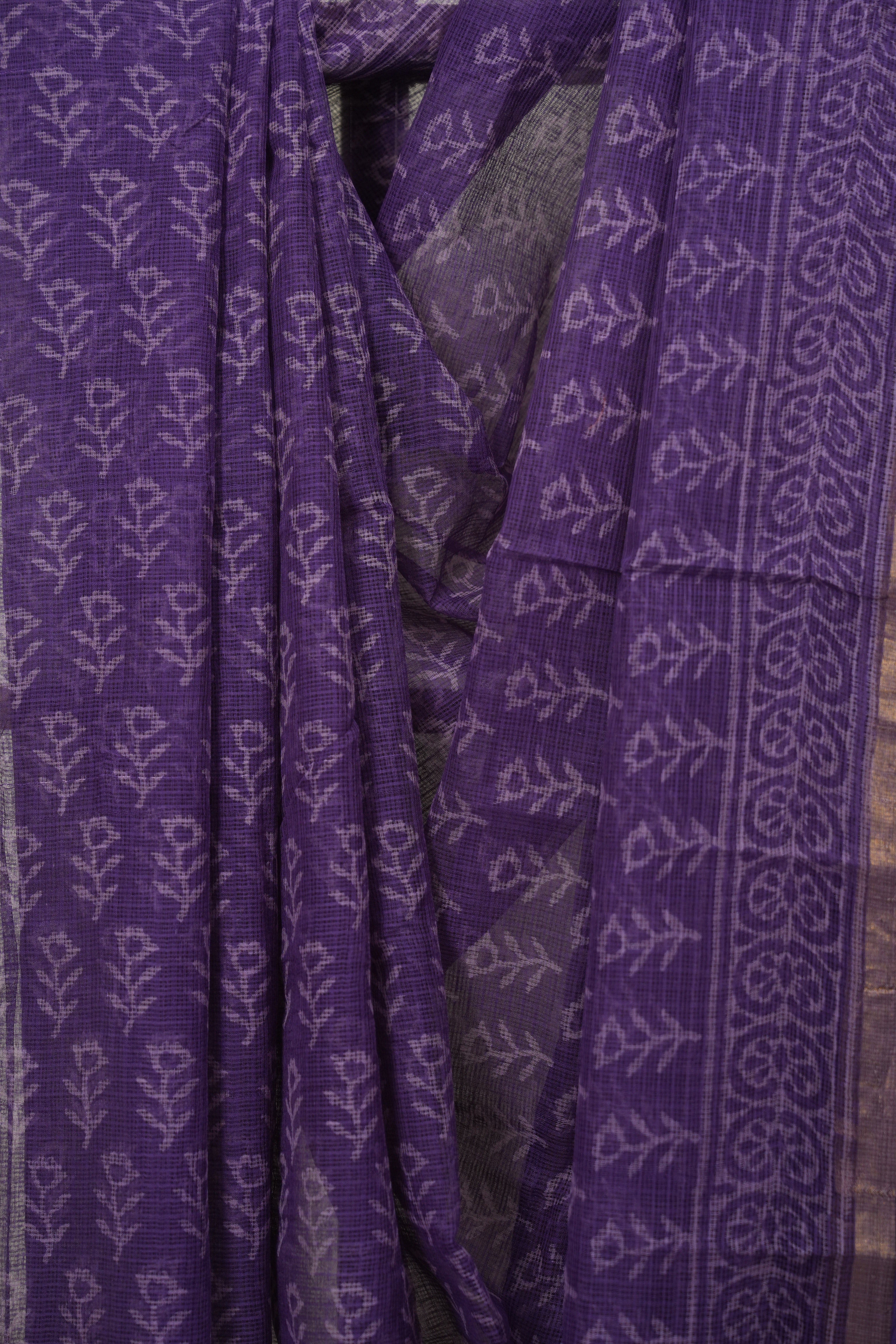 Purple Kota Doria Saree - SRPKDS294