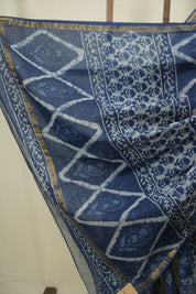 Indigo Kota Doria Saree - SRIKDS295