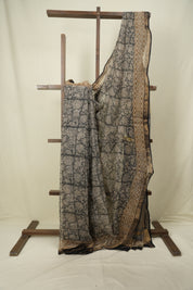 Grey Kota Doria Saree - SRGKDS297