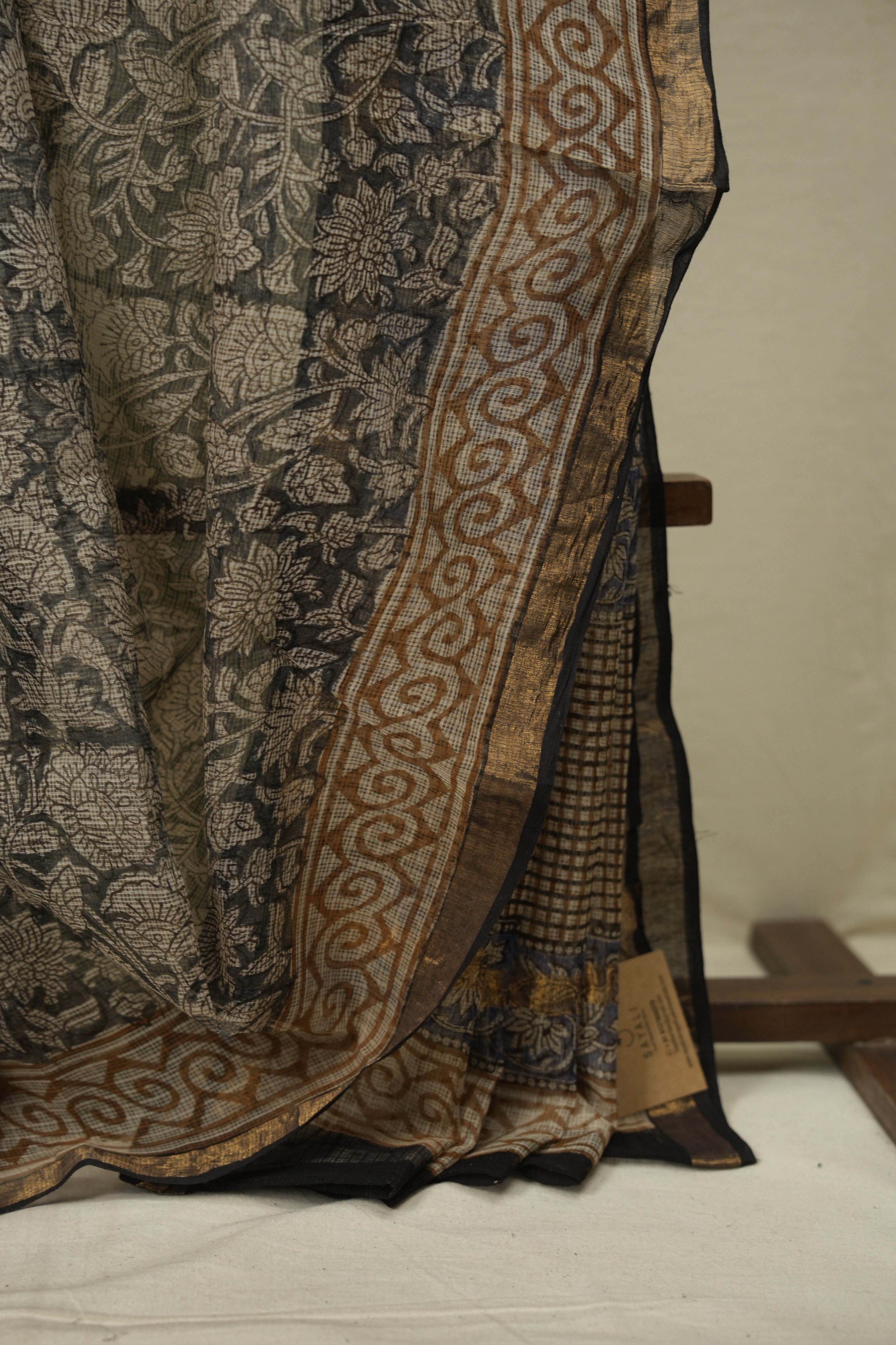 Grey Kota Doria Saree - SRGKDS297
