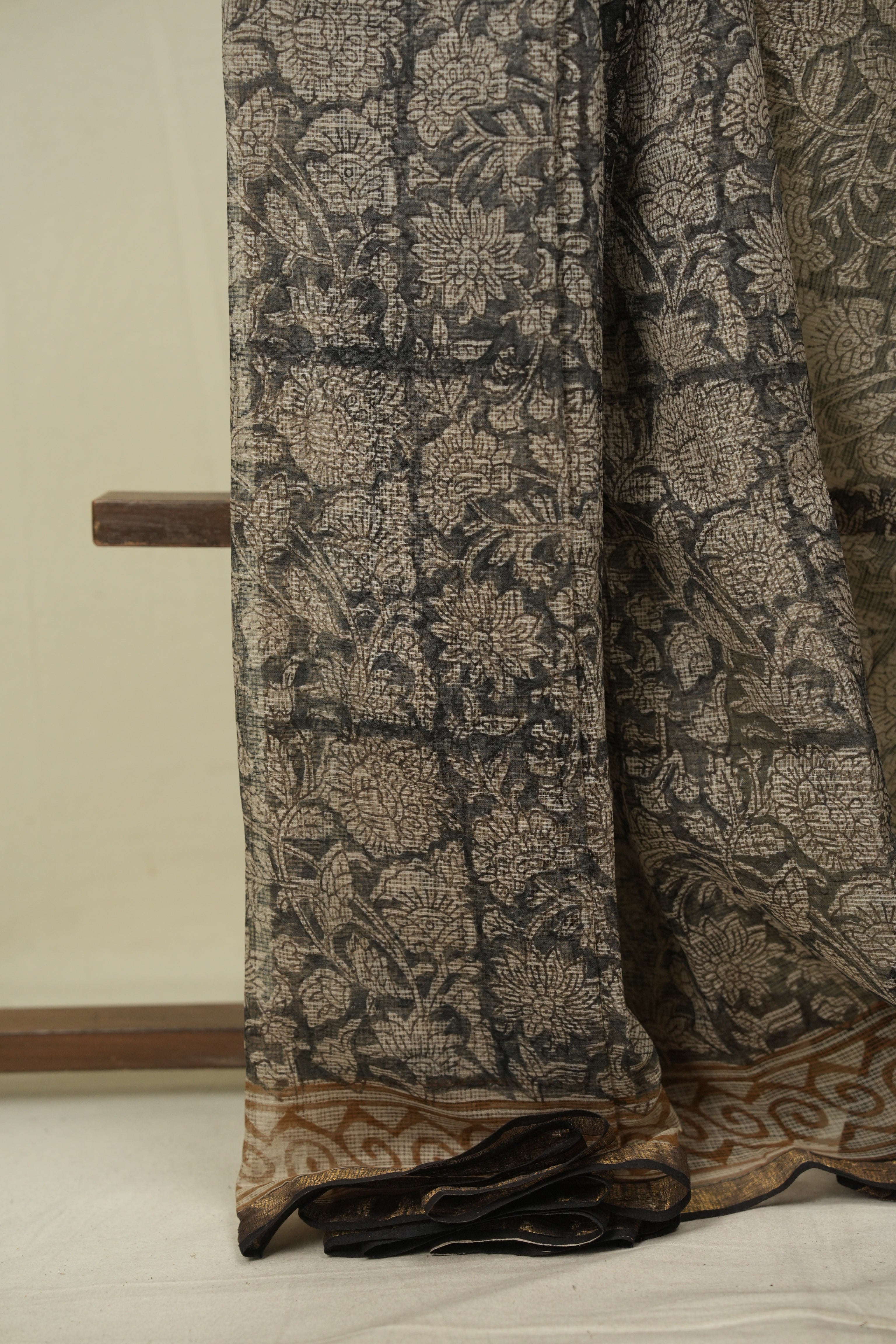 Grey Kota Doria Saree - SRGKDS297