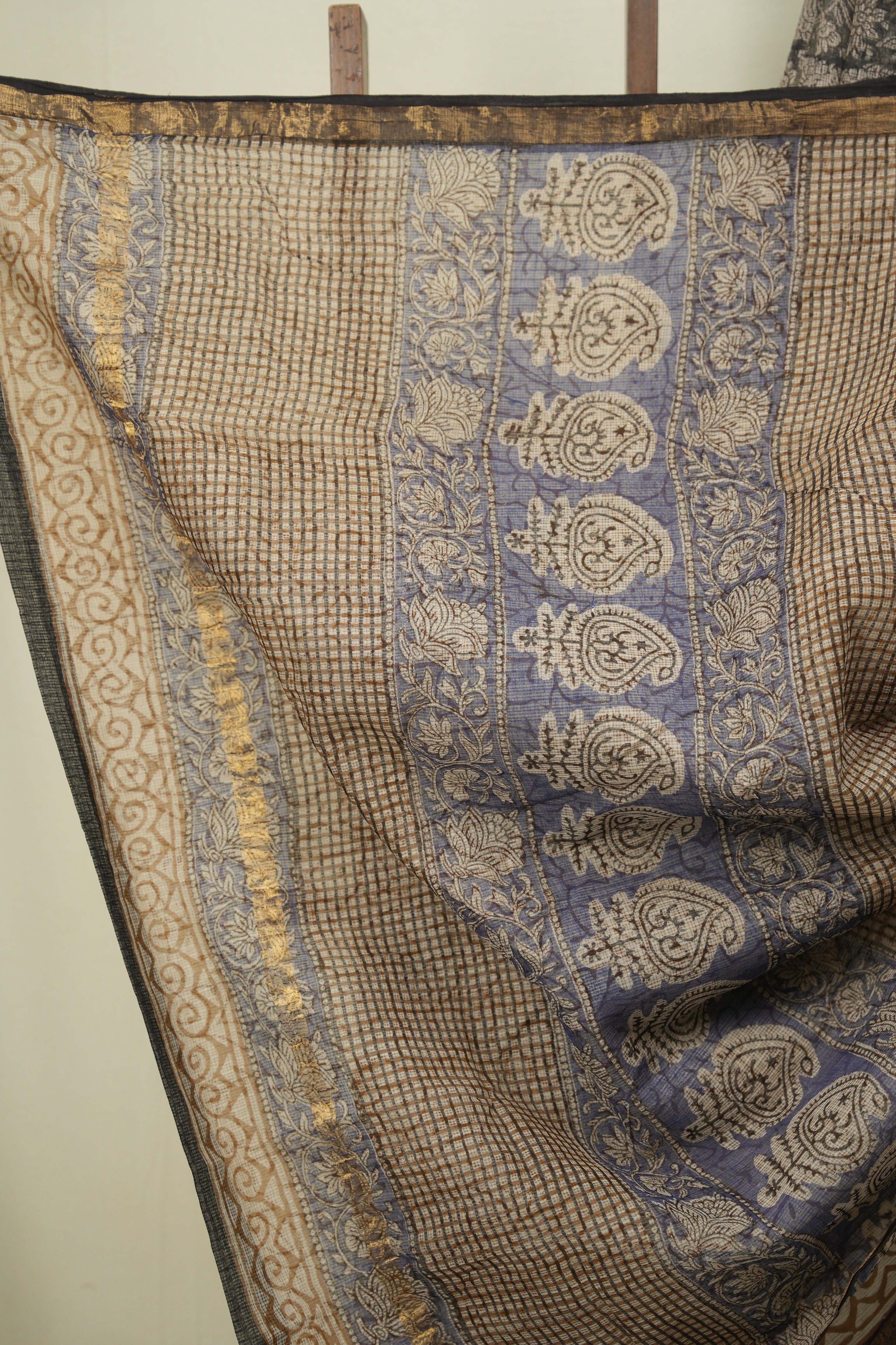 Grey Kota Doria Saree - SRGKDS297
