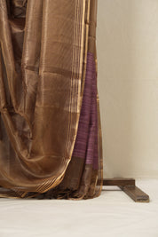 Coffee Brown Tissue Tussar Silk Saree - SRCBTTSS472