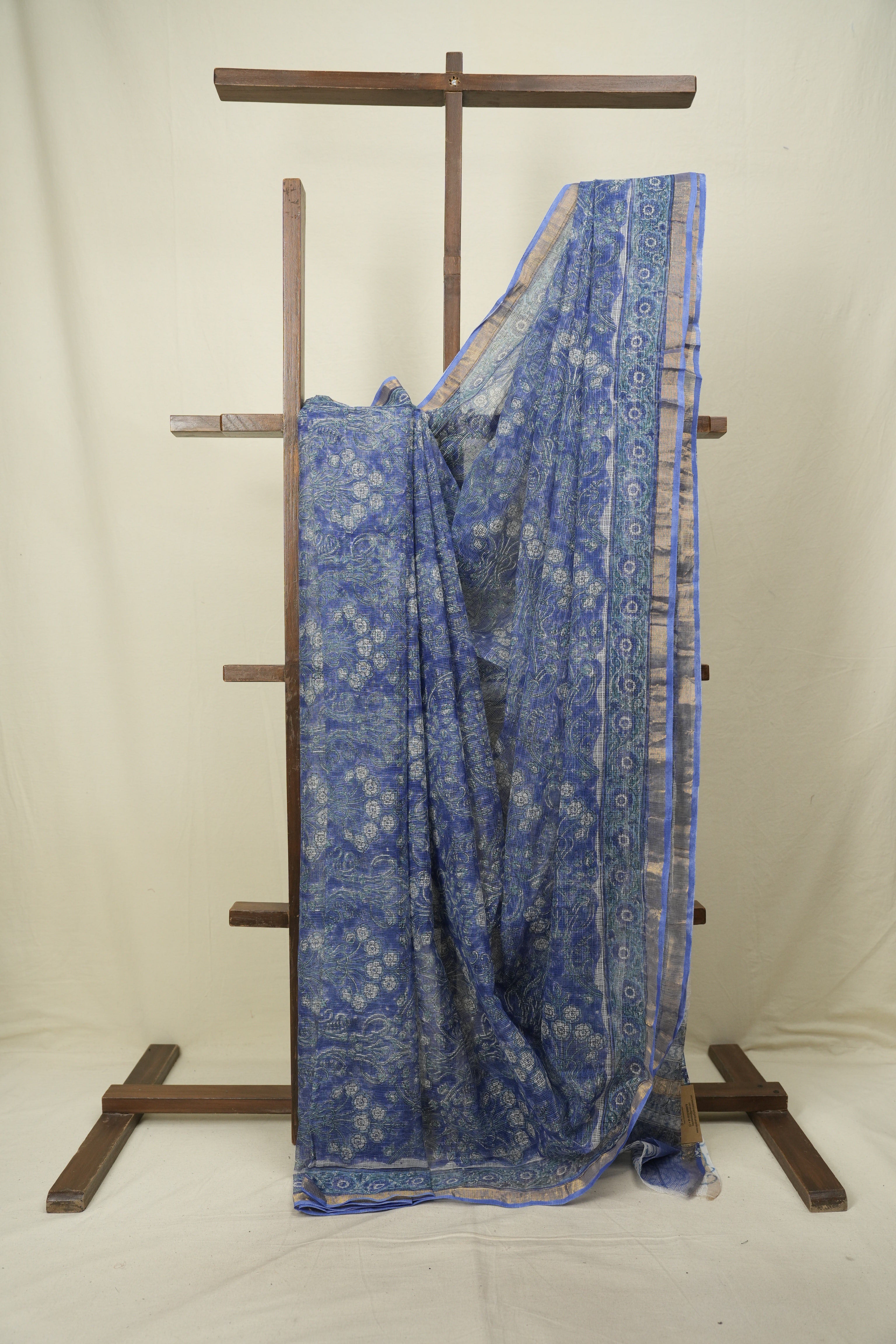 Blue Kota Doria Saree - SRBKDS296