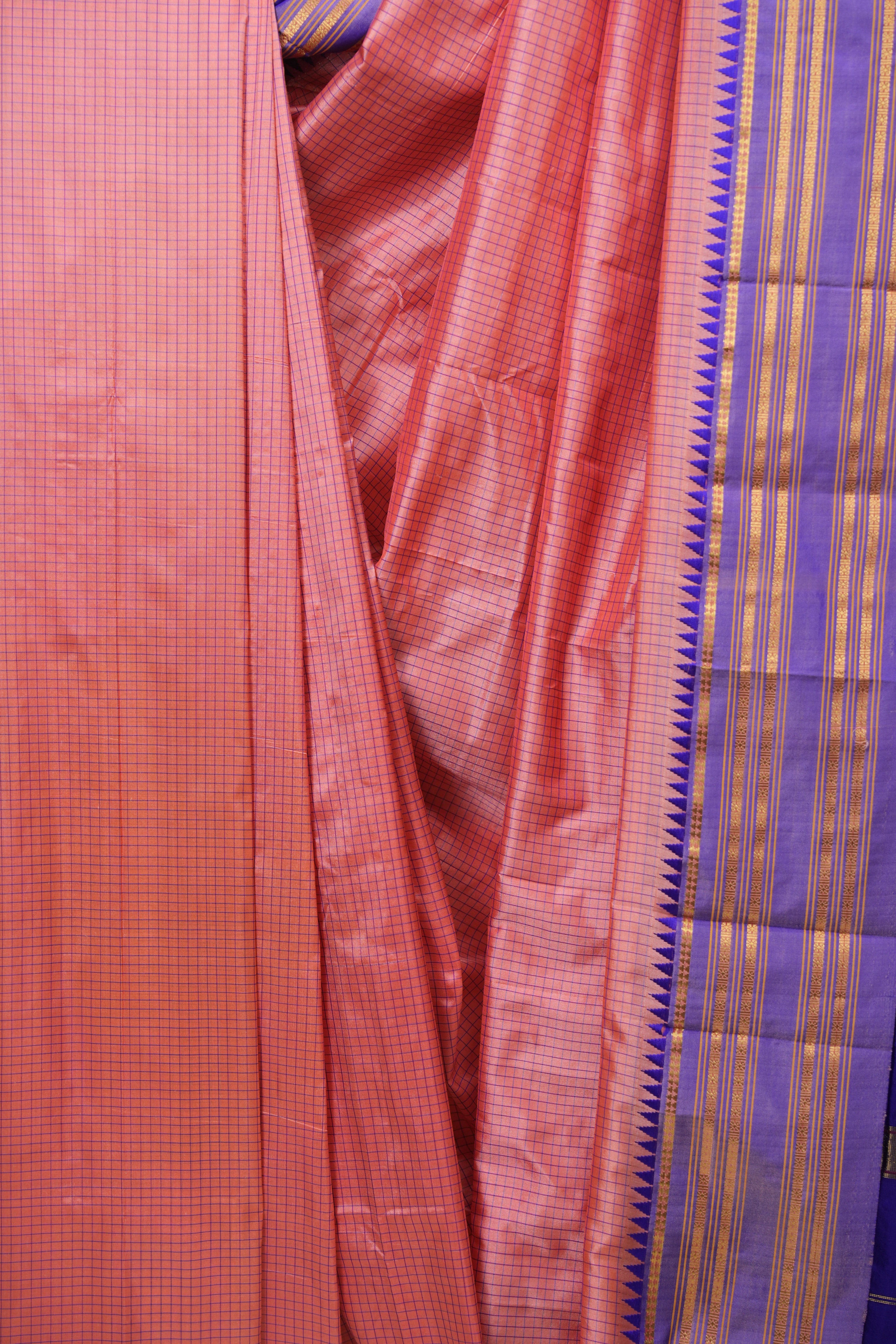 Peach Narayan Peth Silk Saree - SRPNPSS04