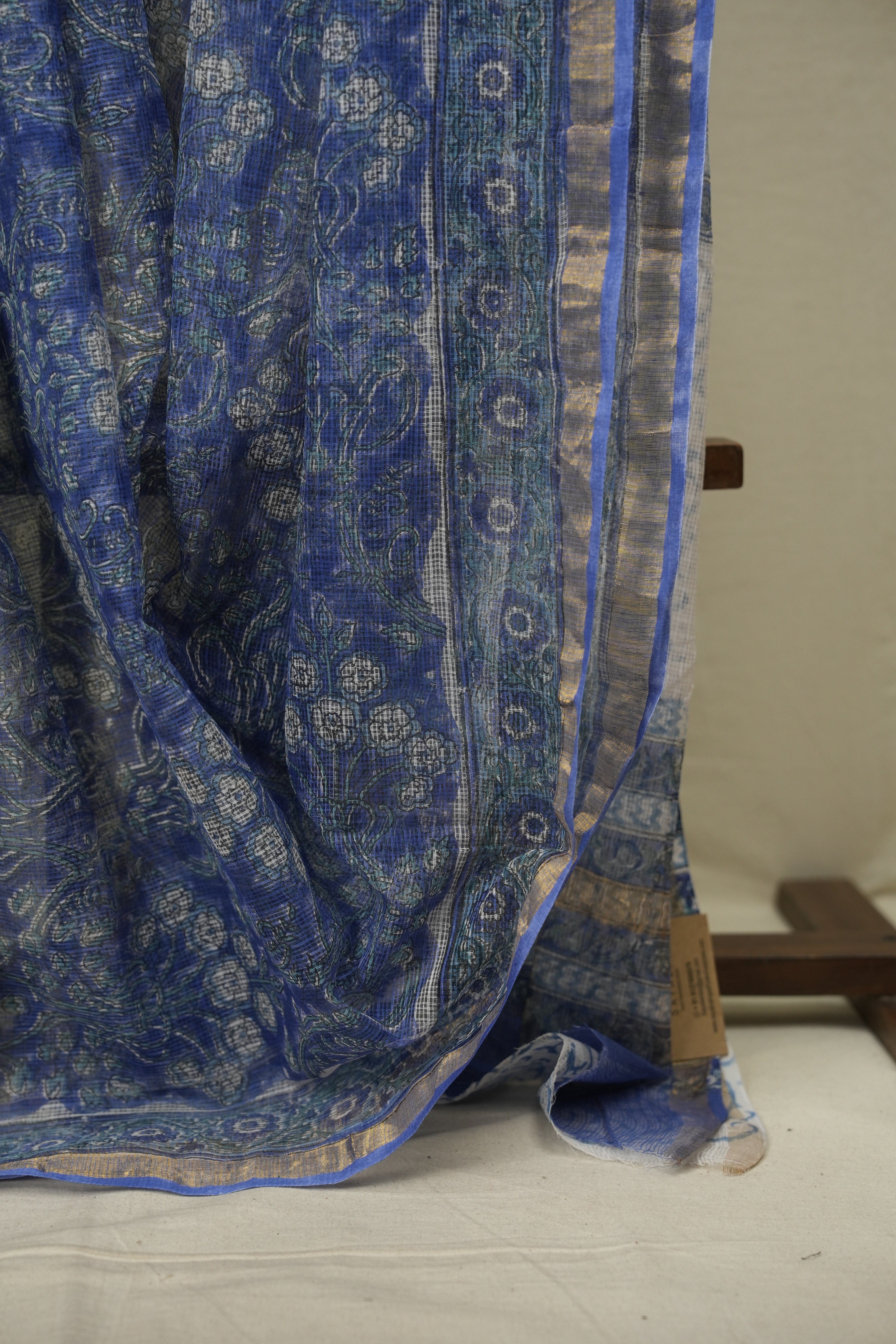 Blue Kota Doria Saree - SRBKDS296