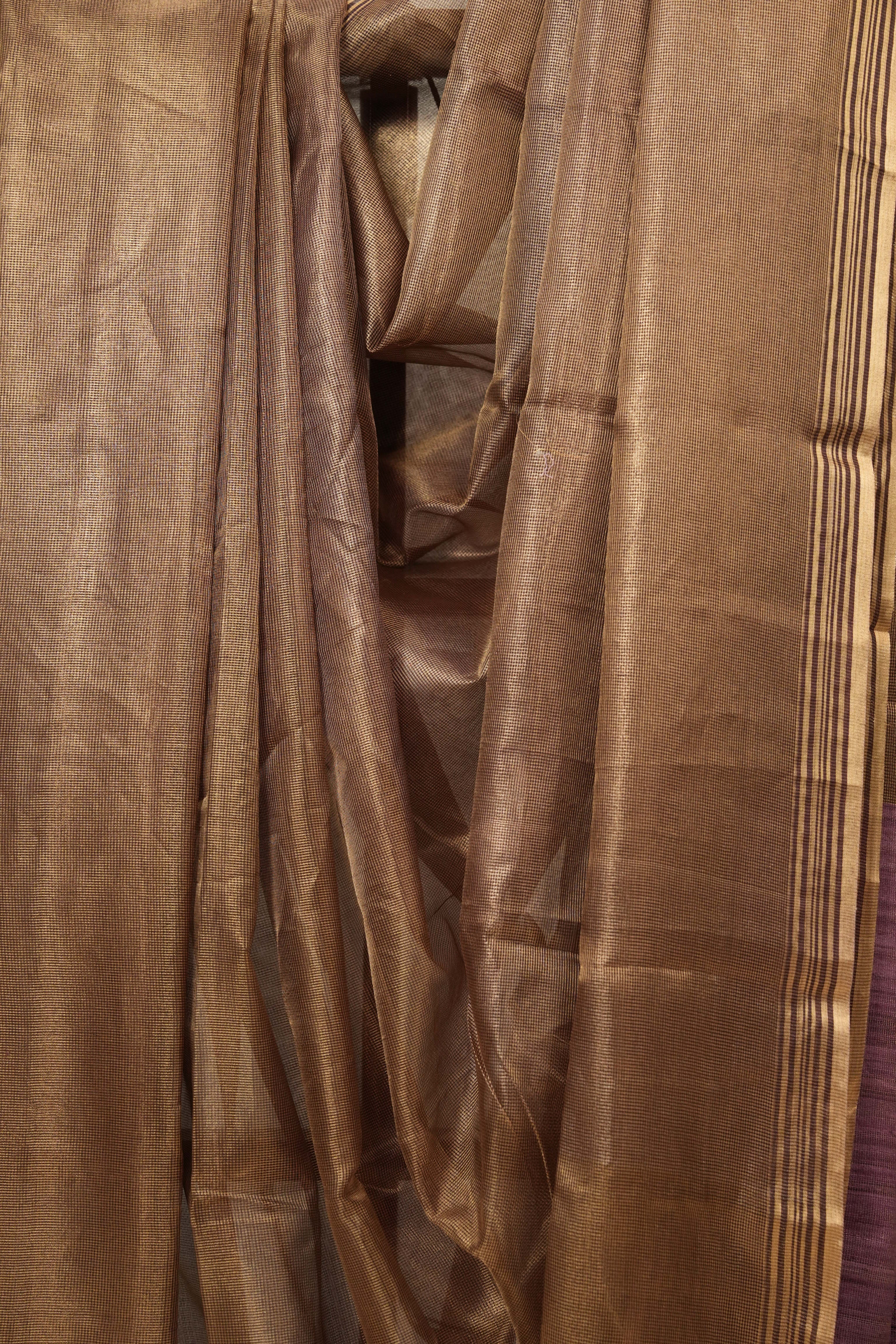 Coffee Brown Tissue Tussar Silk Saree - SRCBTTSS472