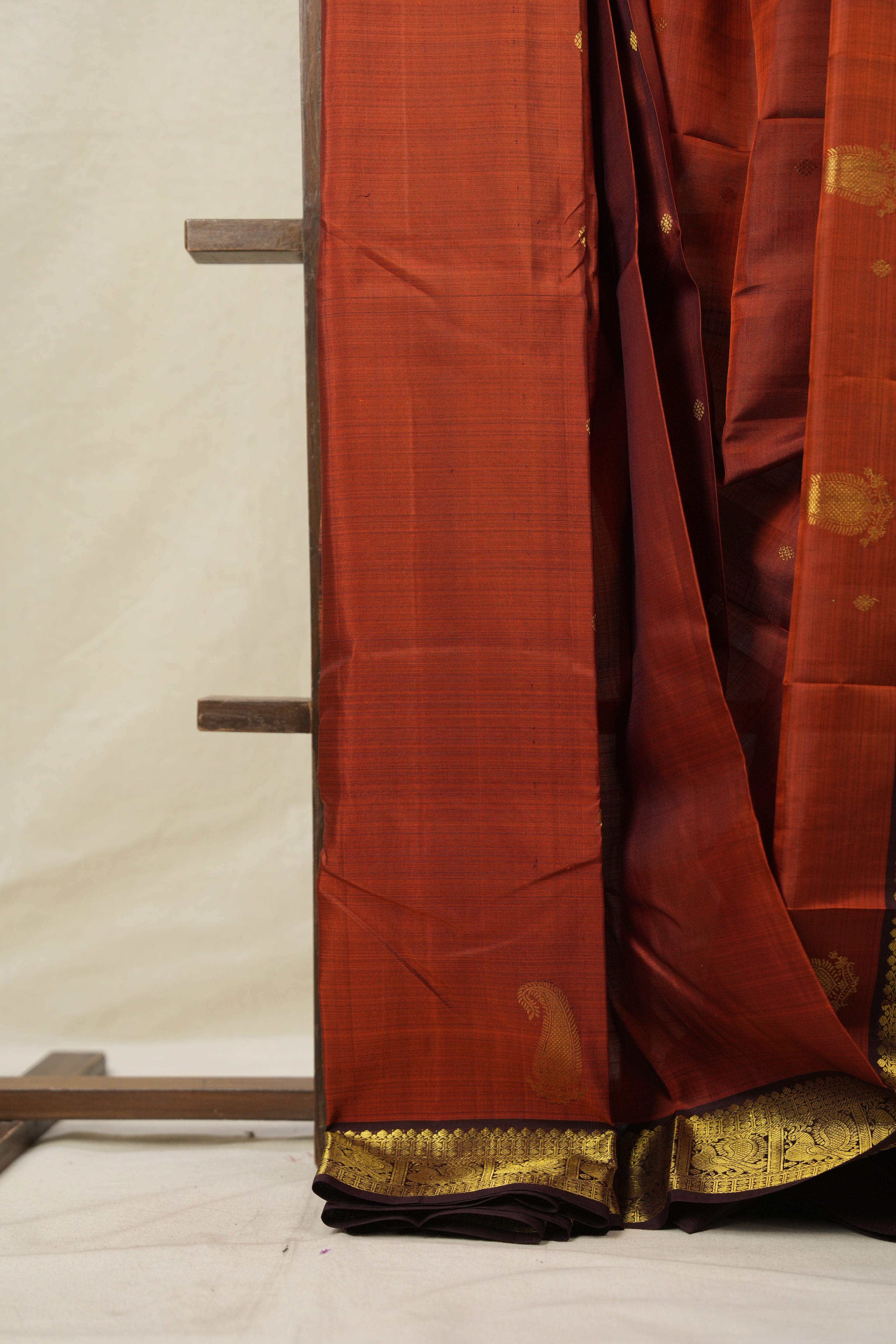 Brick Red Kanjivaram Silk Saree - SRBRKSS1021