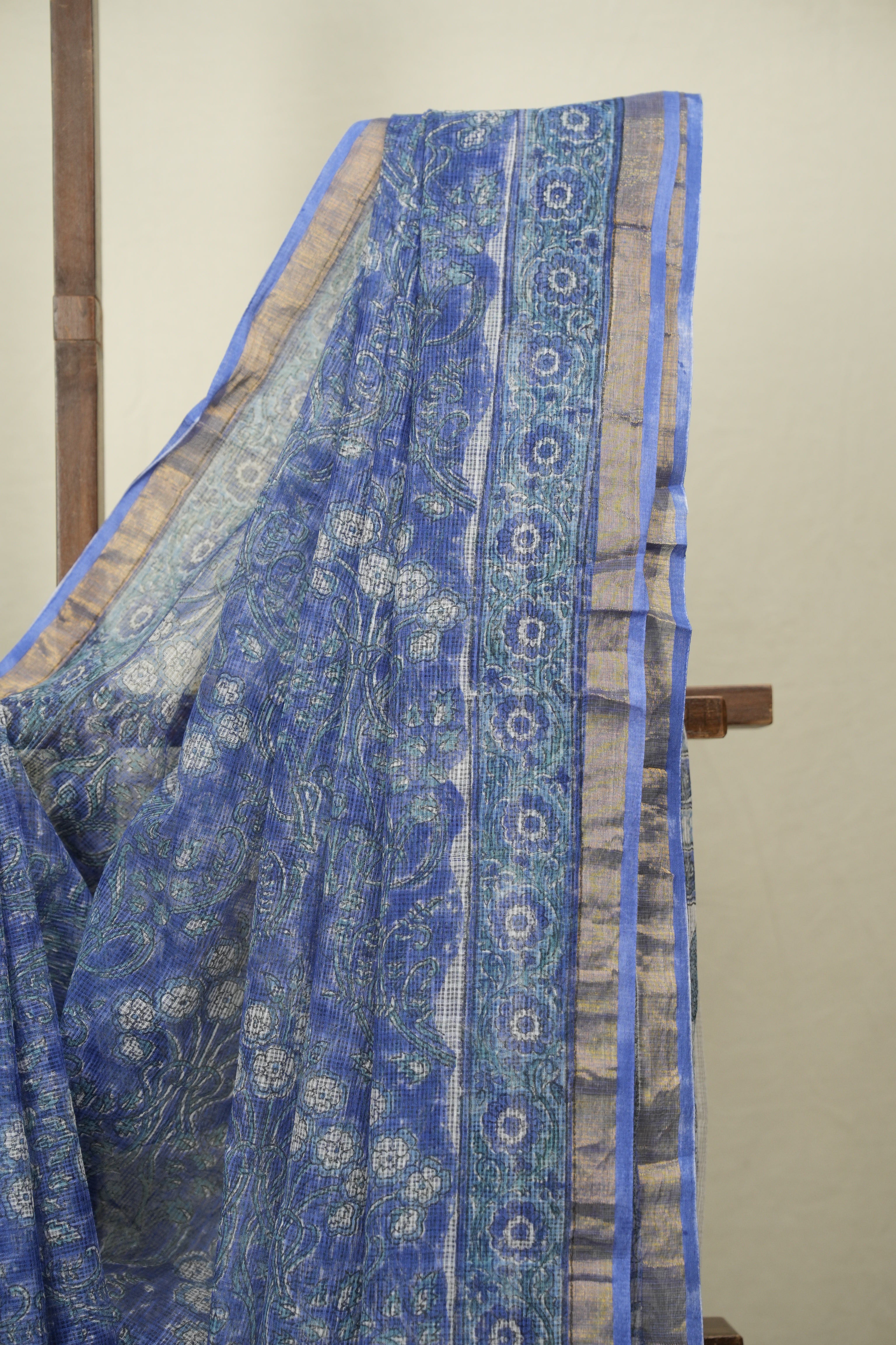 Blue Kota Doria Saree - SRBKDS296