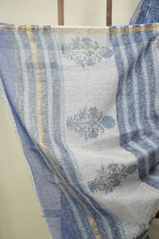 Blue Kota Doria Saree - SRBKDS296