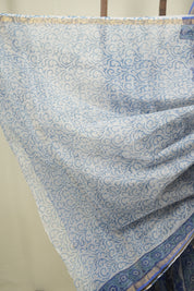 Blue Kota Doria Saree - SRBKDS296