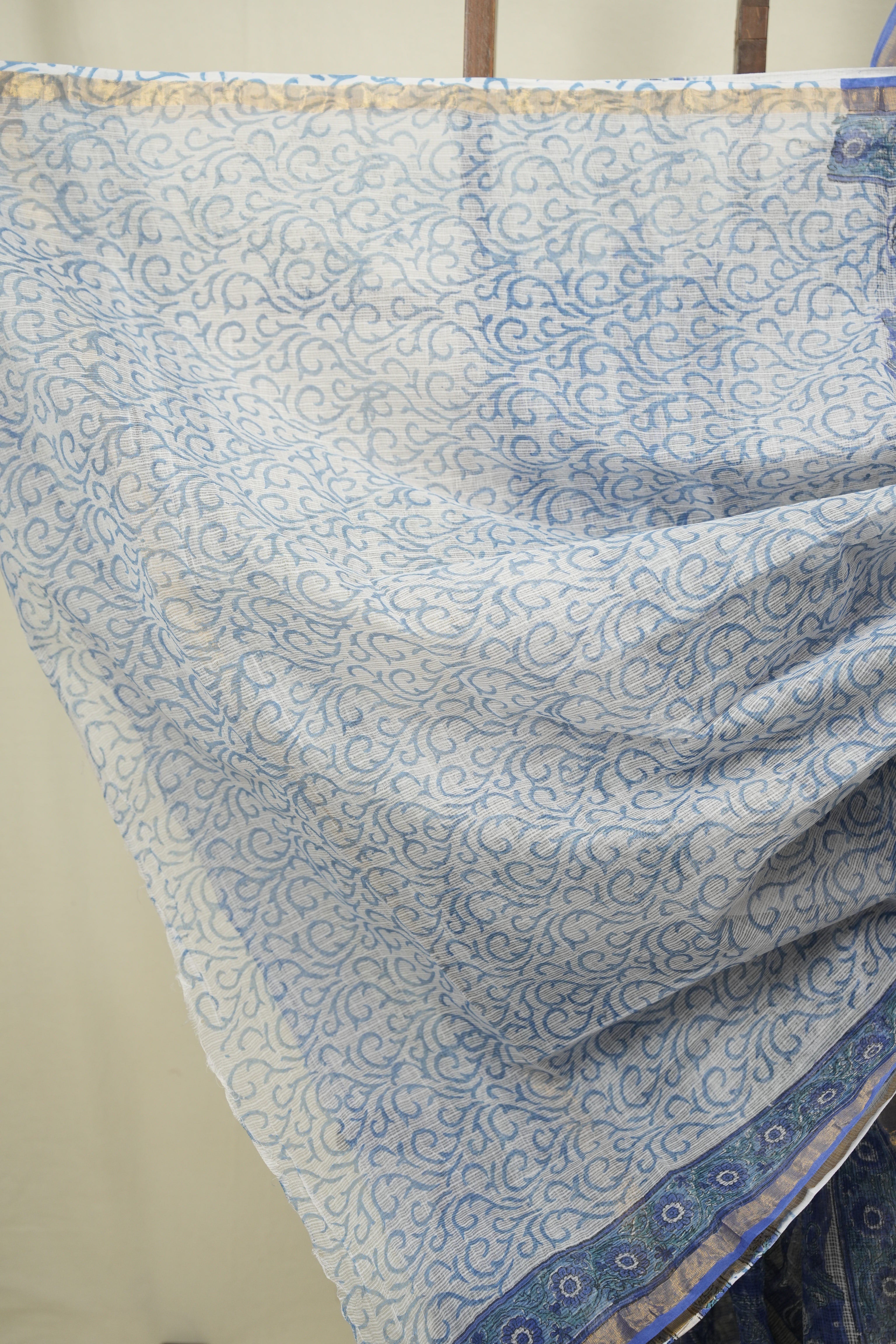 Blue Kota Doria Saree - SRBKDS296