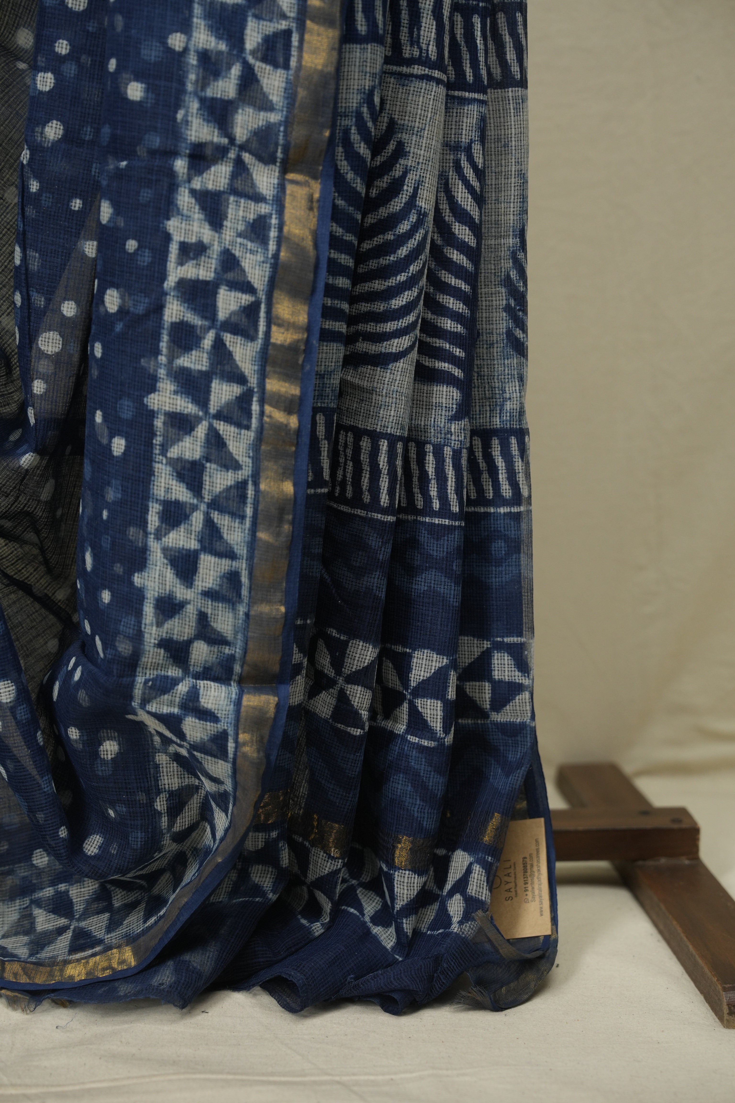 Indigo Kota Doria Saree - SRIKDS298