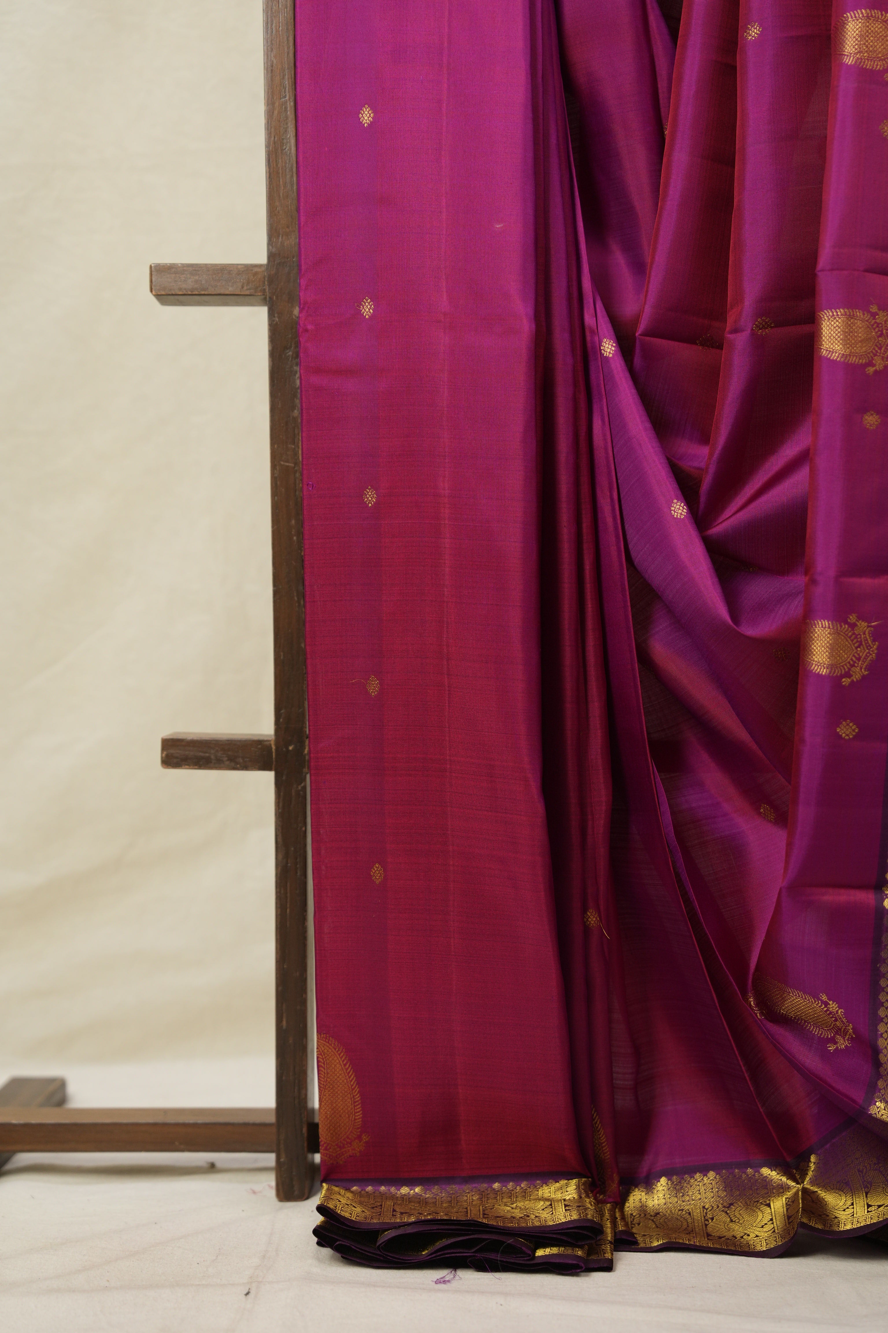 Two Tone Rani Pink Kanjivaram Silk Saree - SRTTRPKSS1019