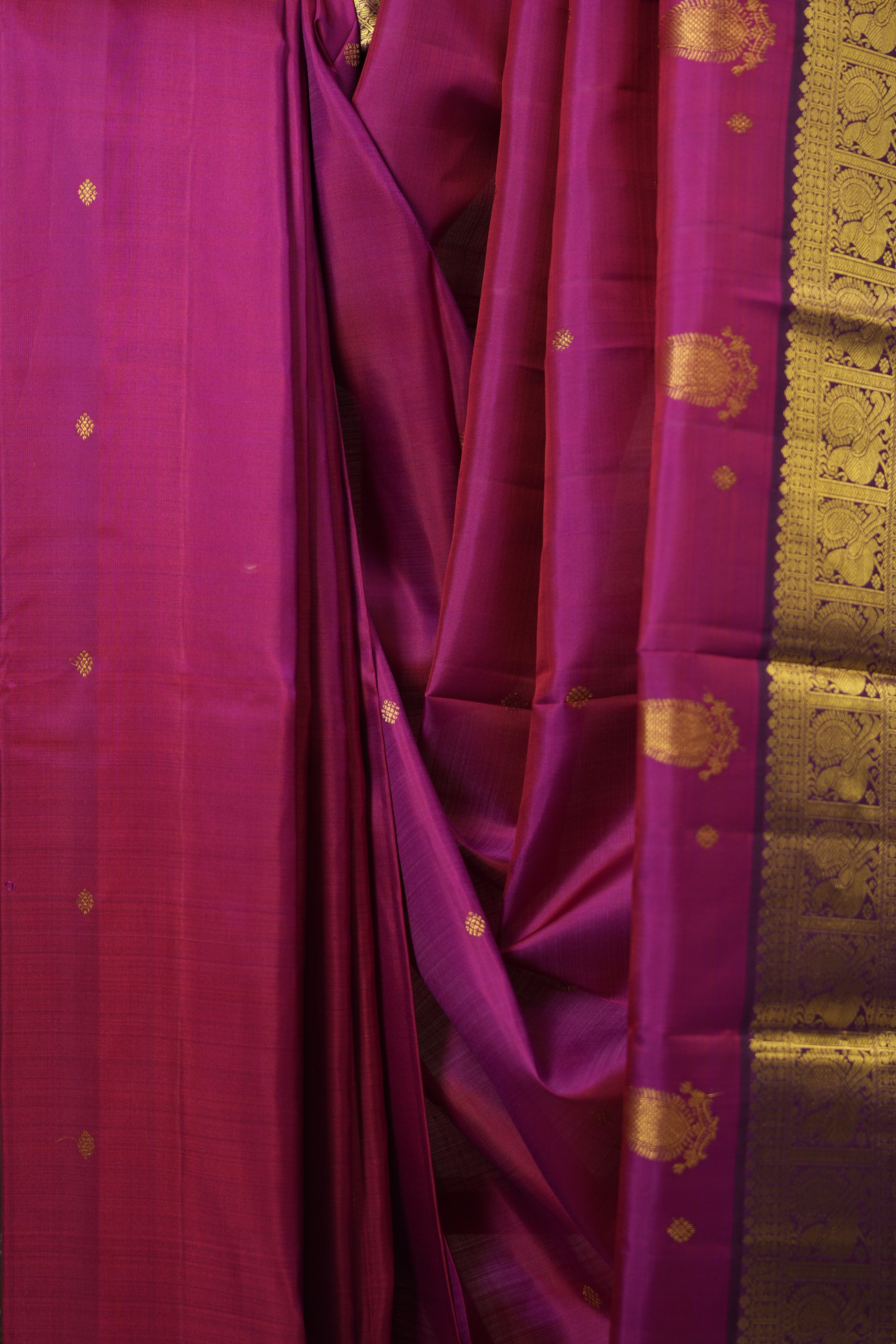 Two Tone Rani Pink Kanjivaram Silk Saree - SRTTRPKSS1019