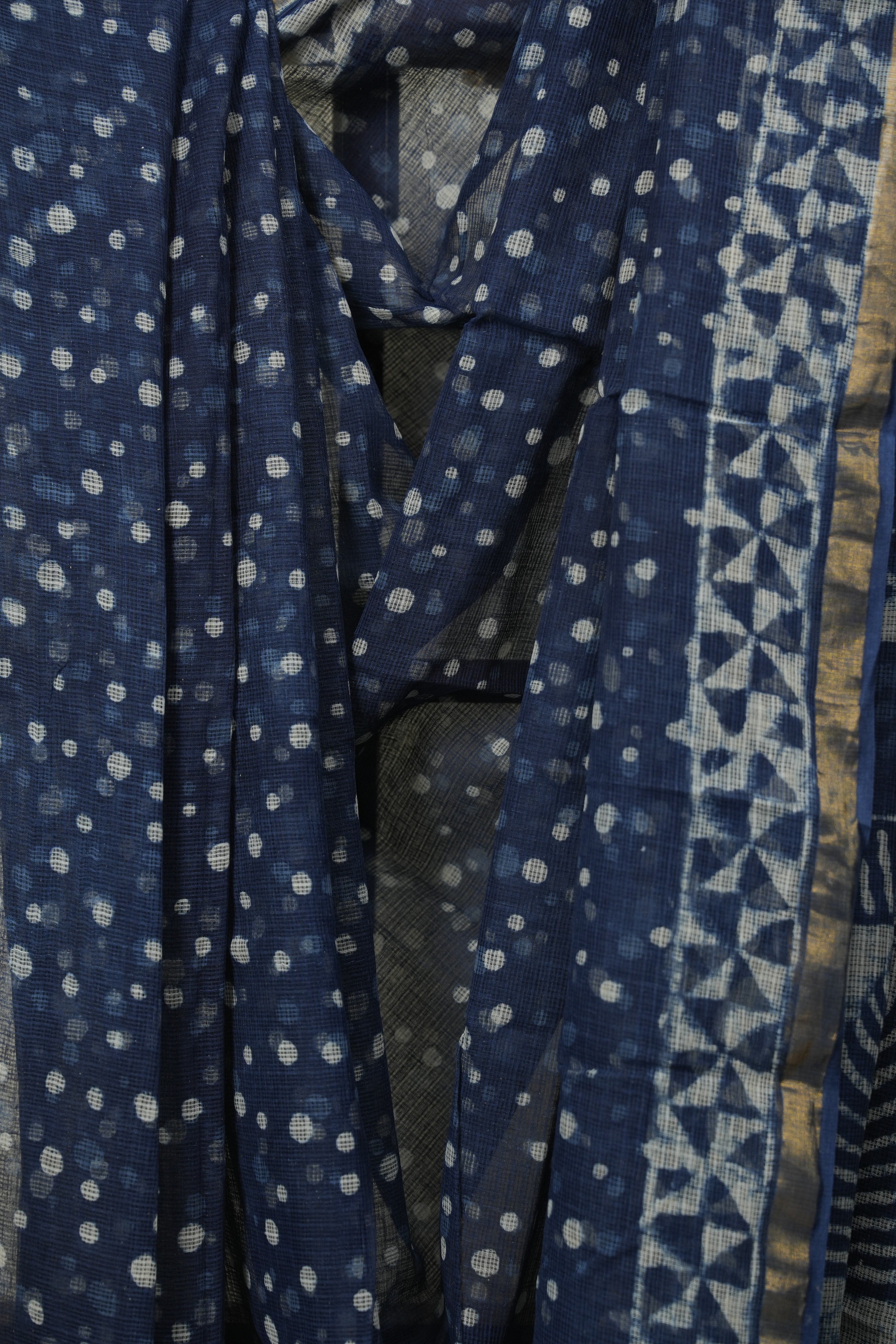 Indigo Kota Doria Saree - SRIKDS298