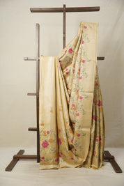 Pale Yellow Machine Embroidered Tussar Silk Saree - SRPYMETSS1507