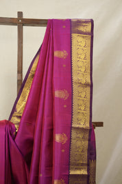 Two Tone Rani Pink Kanjivaram Silk Saree - SRTTRPKSS1019