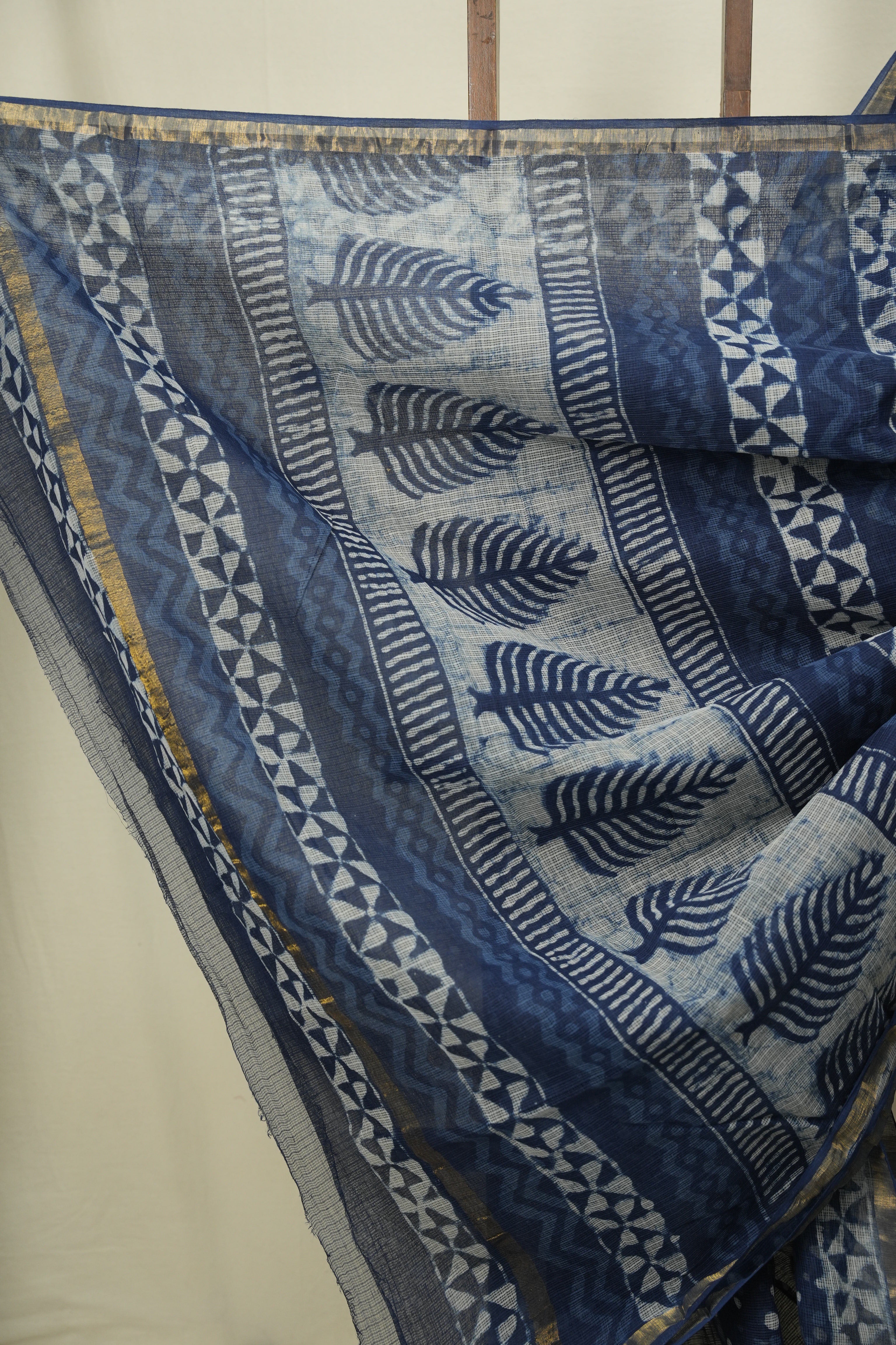 Indigo Kota Doria Saree - SRIKDS298