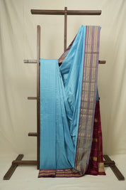 Sky Blue Narayan Peth Silk Saree - SRSBNPSS03