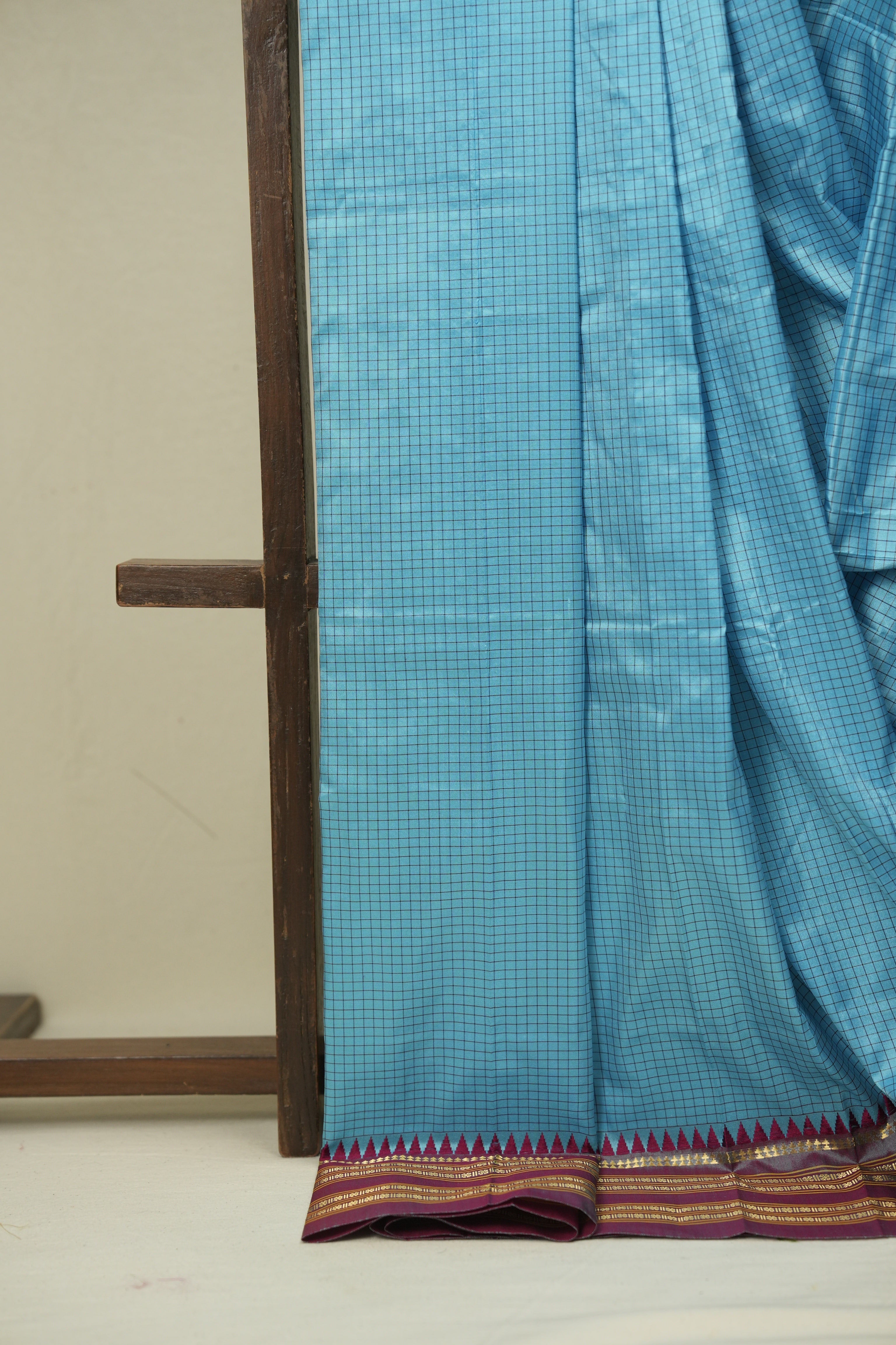 Sky Blue Narayan Peth Silk Saree - SRSBNPSS03