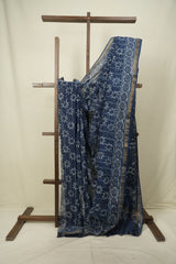 Indigo Kota Doria Saree - SRIKDS299