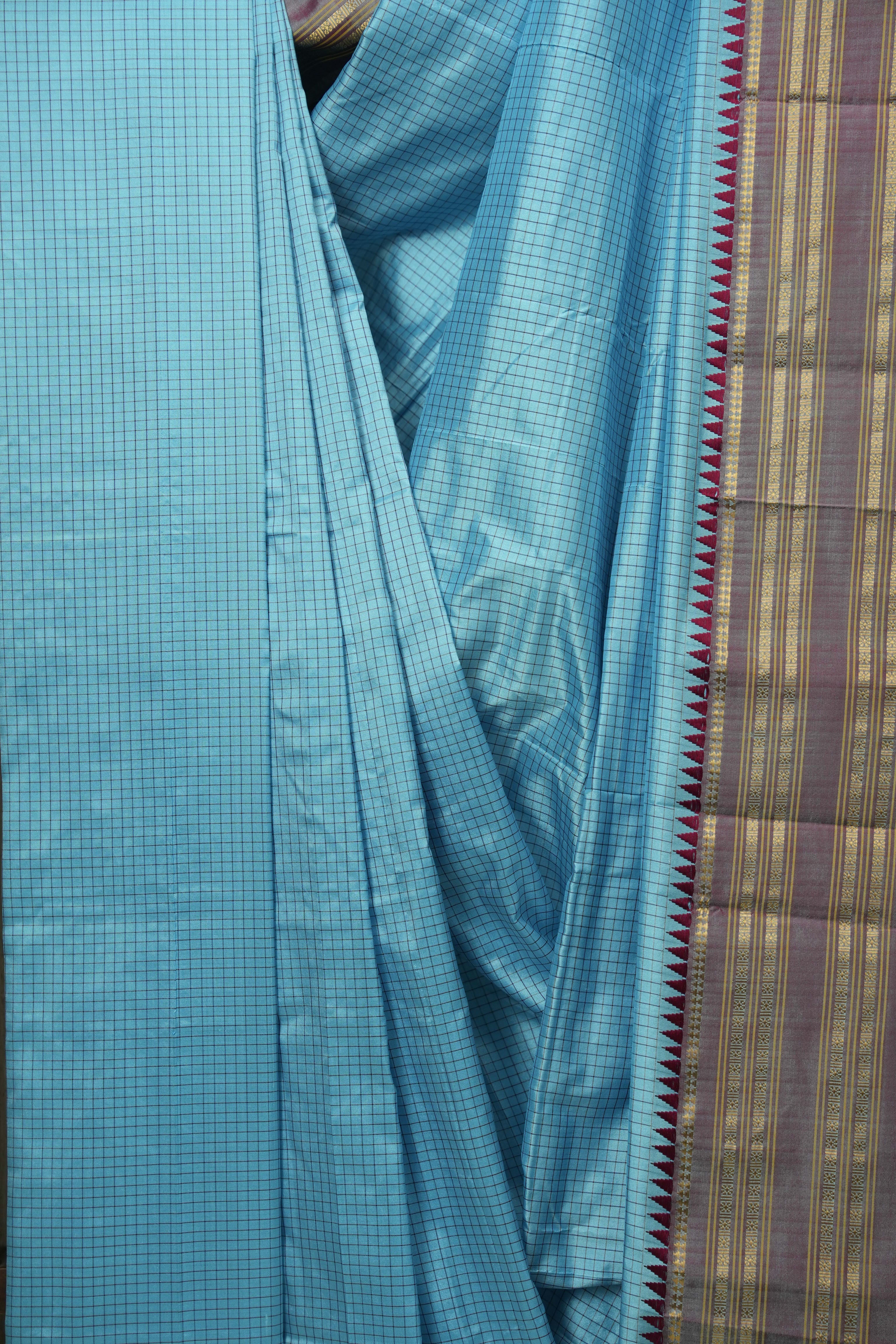 Sky Blue Narayan Peth Silk Saree - SRSBNPSS03