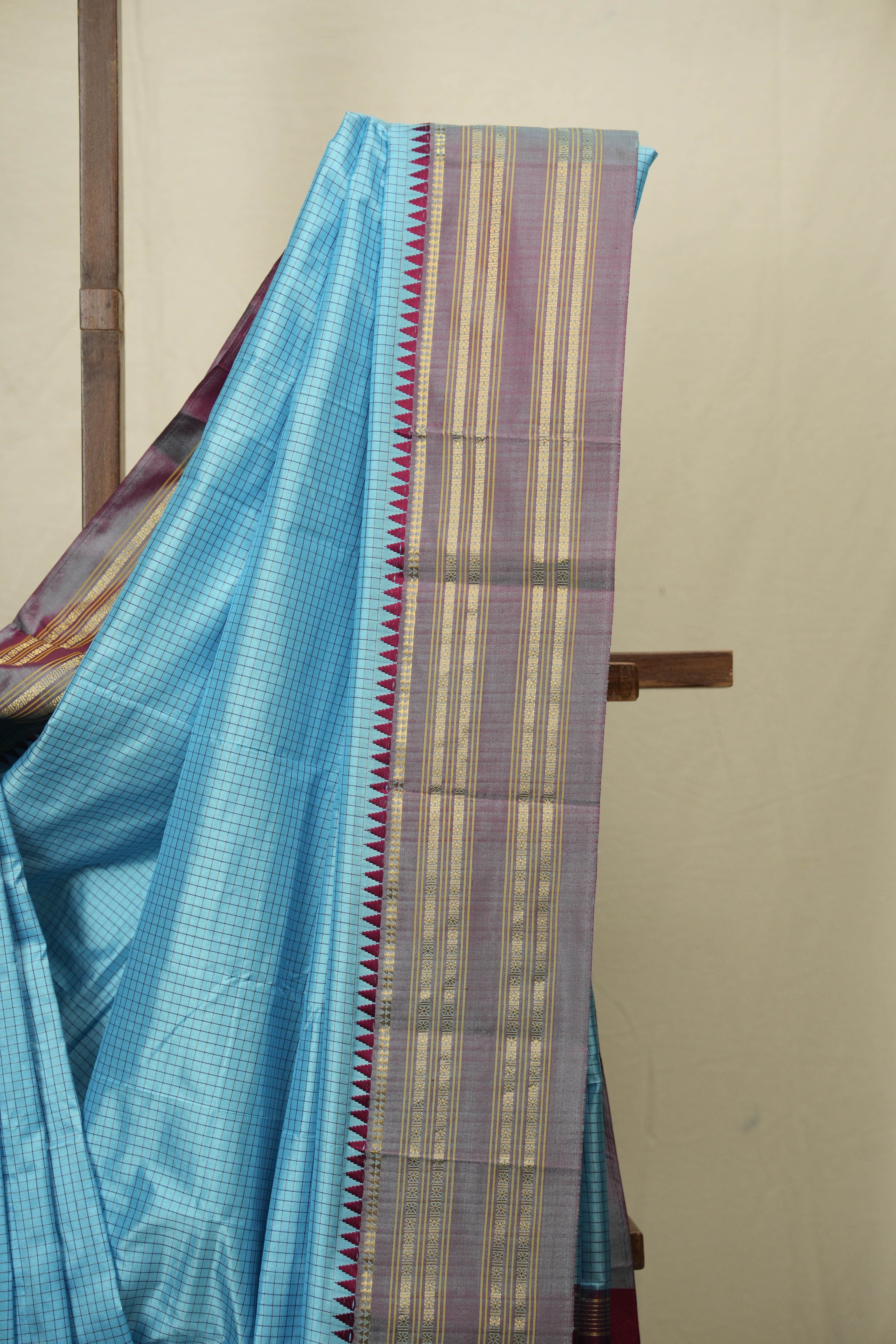 Sky Blue Narayan Peth Silk Saree - SRSBNPSS03