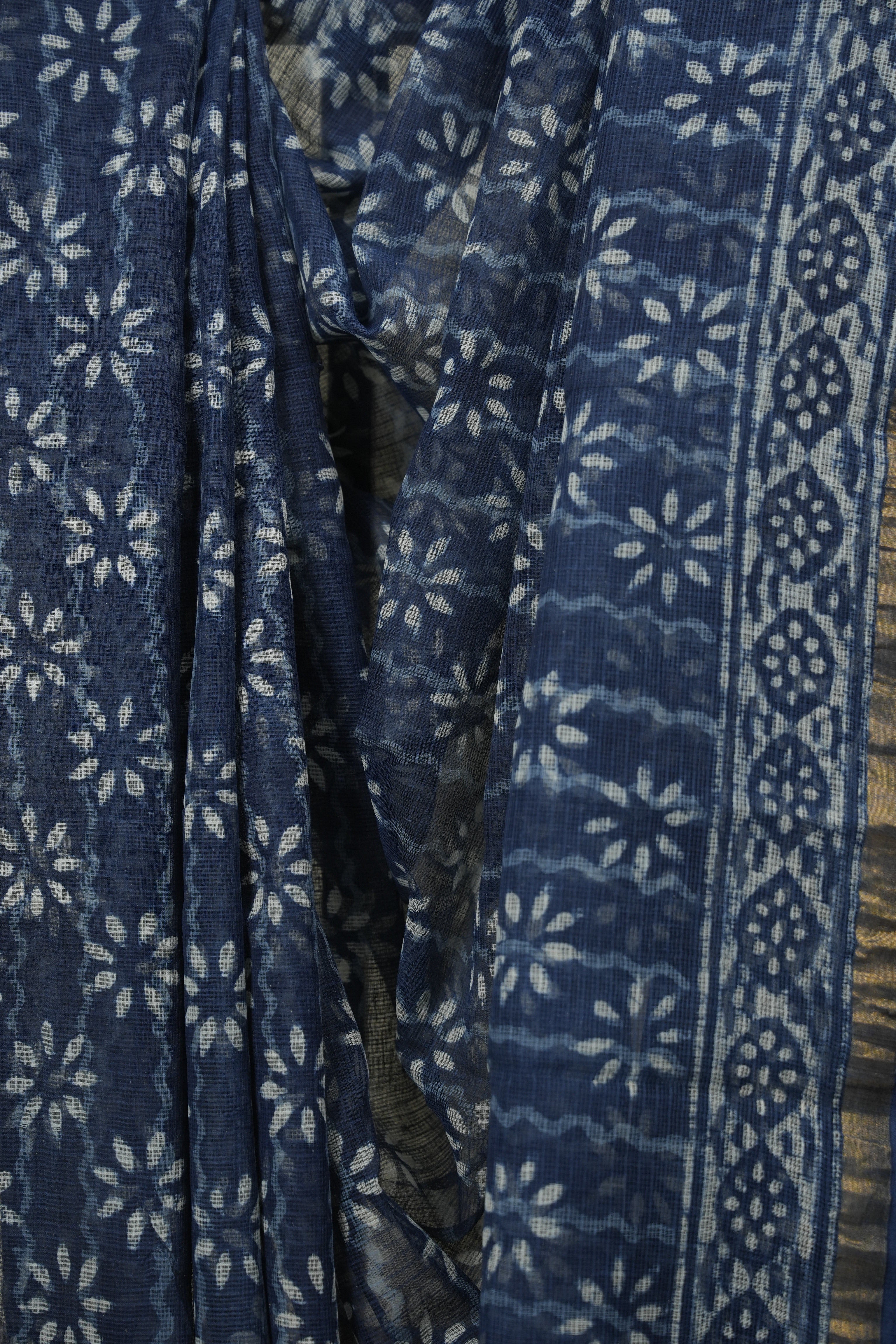 Indigo Kota Doria Saree - SRIKDS299