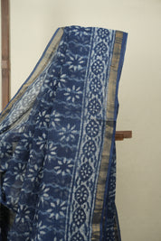 Indigo Kota Doria Saree - SRIKDS299