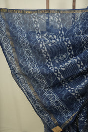 Indigo Kota Doria Saree - SRIKDS299