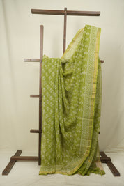 Neon Green Kota Doria Saree - SRNGKDS301