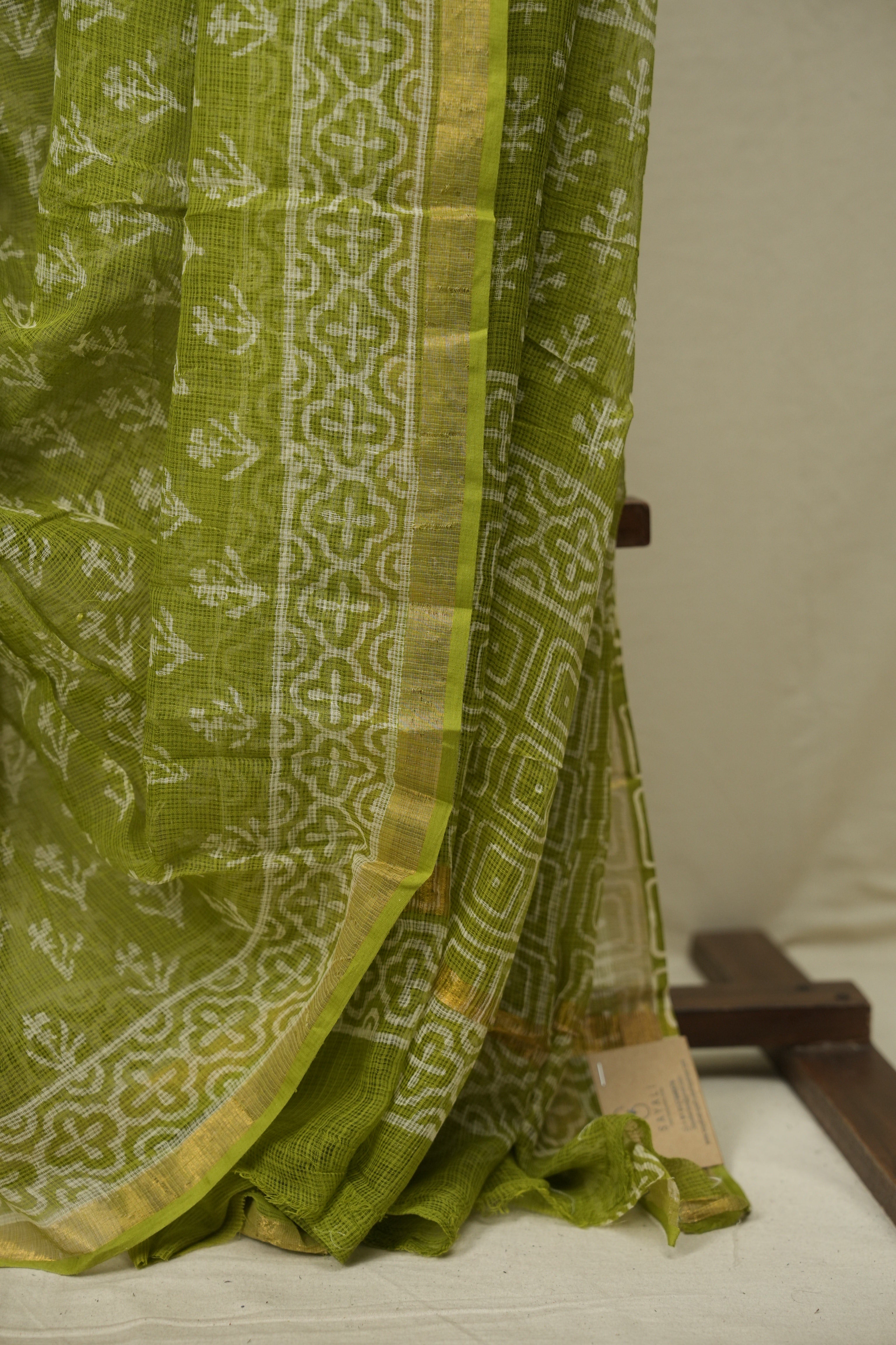 Neon Green Kota Doria Saree - SRNGKDS301