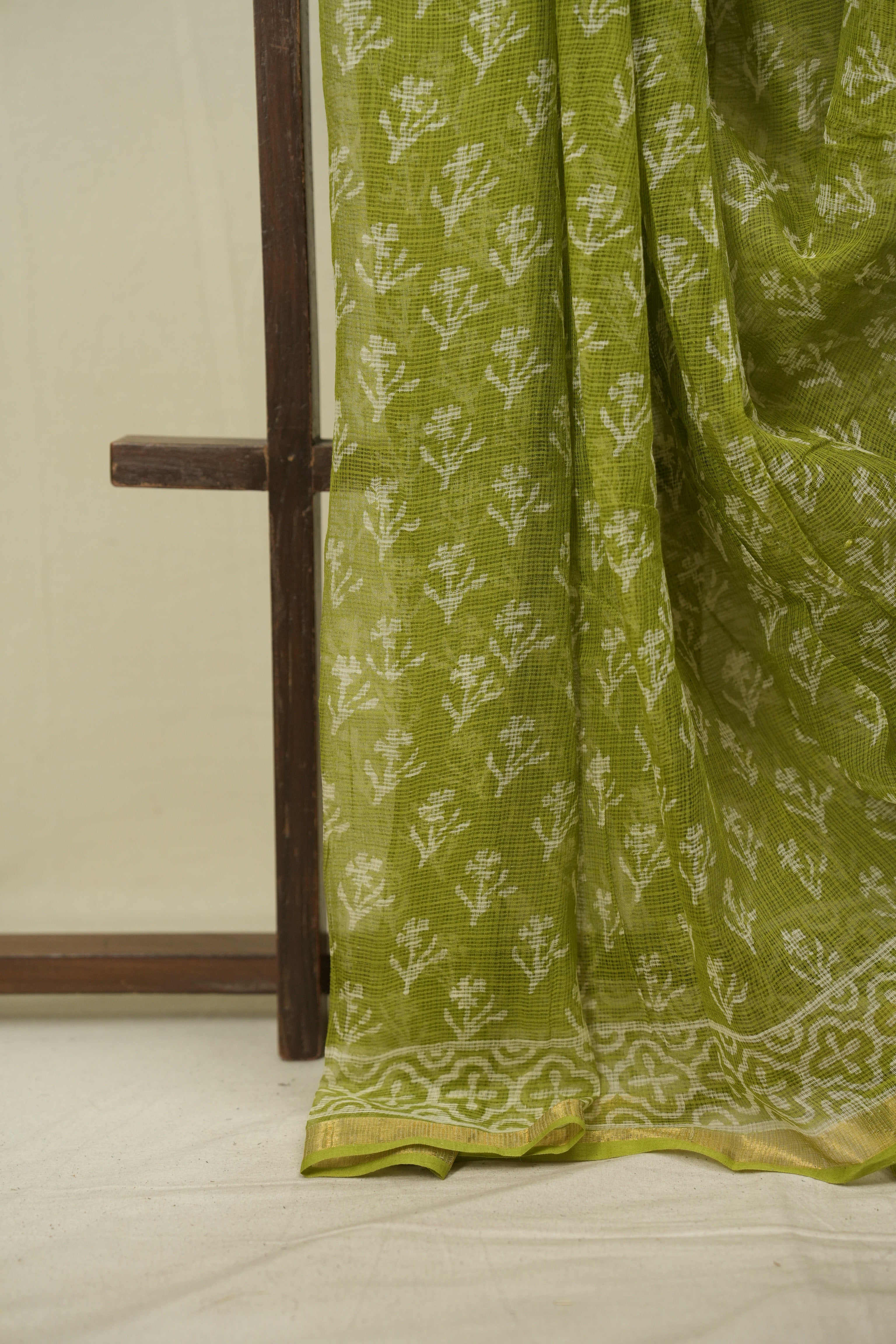 Neon Green Kota Doria Saree - SRNGKDS301