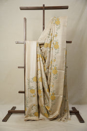 Beige Machine Embroidered Tussar Silk Saree - SRBMETSS1505