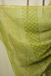 Neon Green Kota Doria Saree - SRNGKDS301