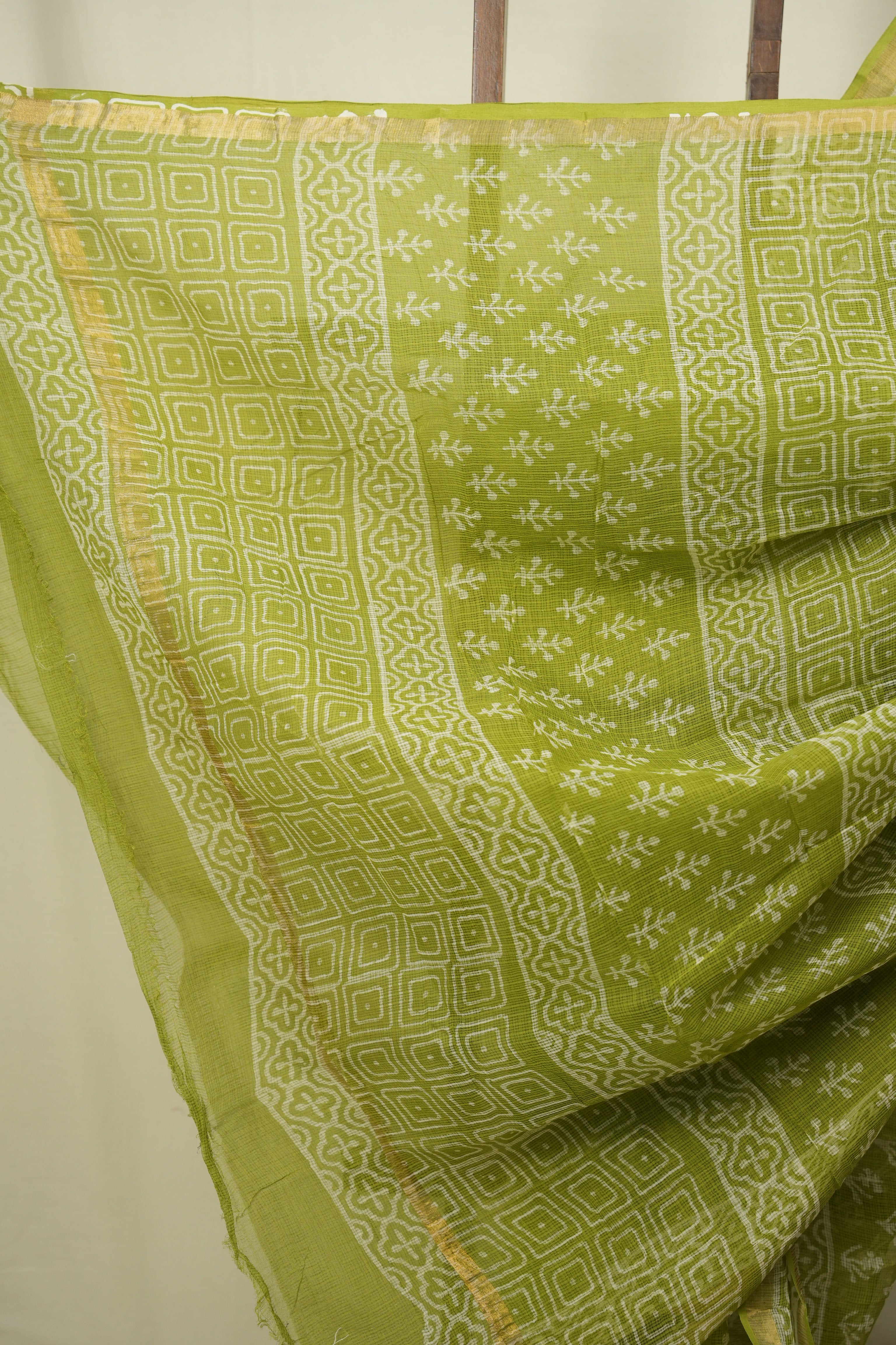 Neon Green Kota Doria Saree - SRNGKDS301