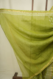 Neon Green Kota Doria Saree - SRNGKDS301