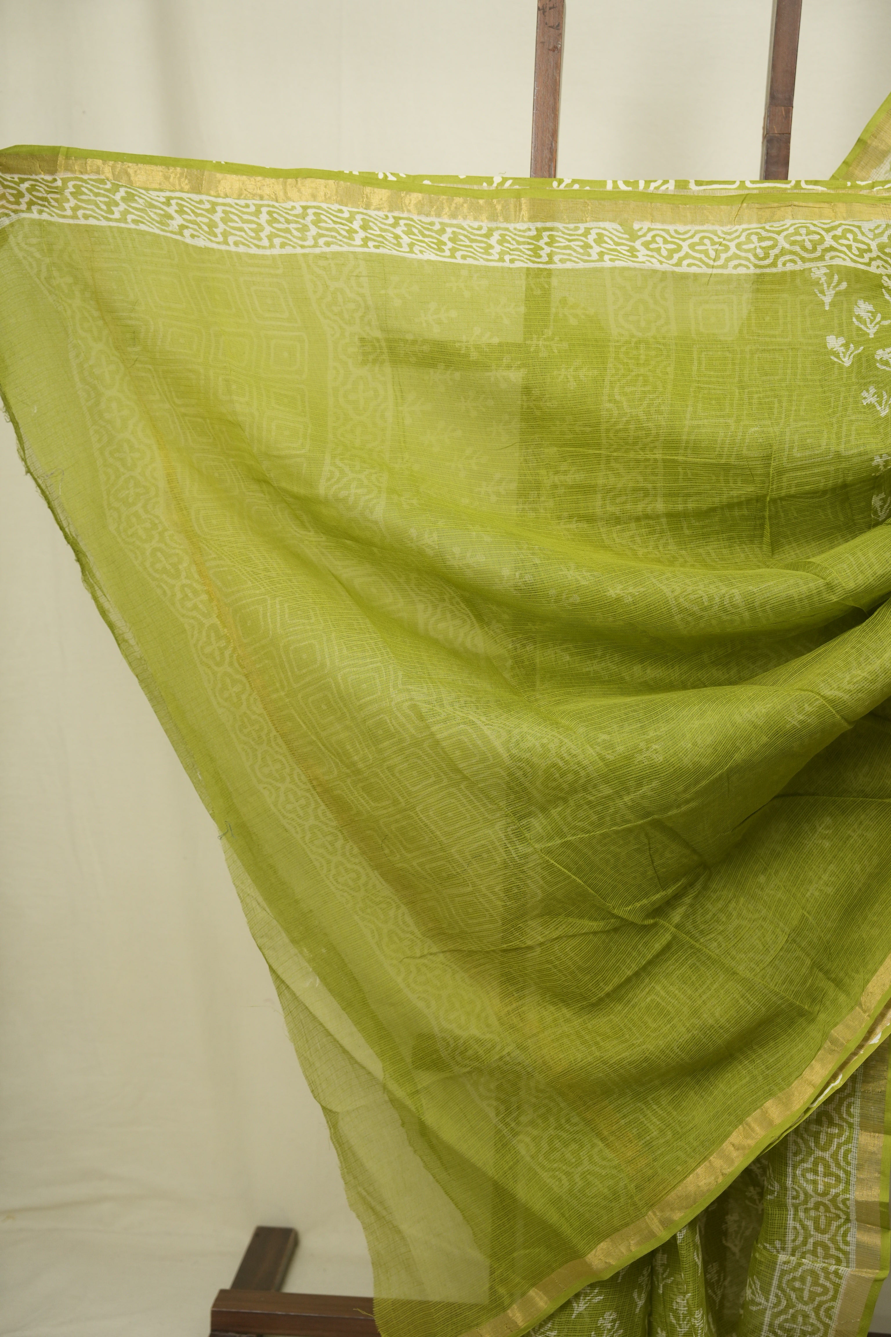 Neon Green Kota Doria Saree - SRNGKDS301